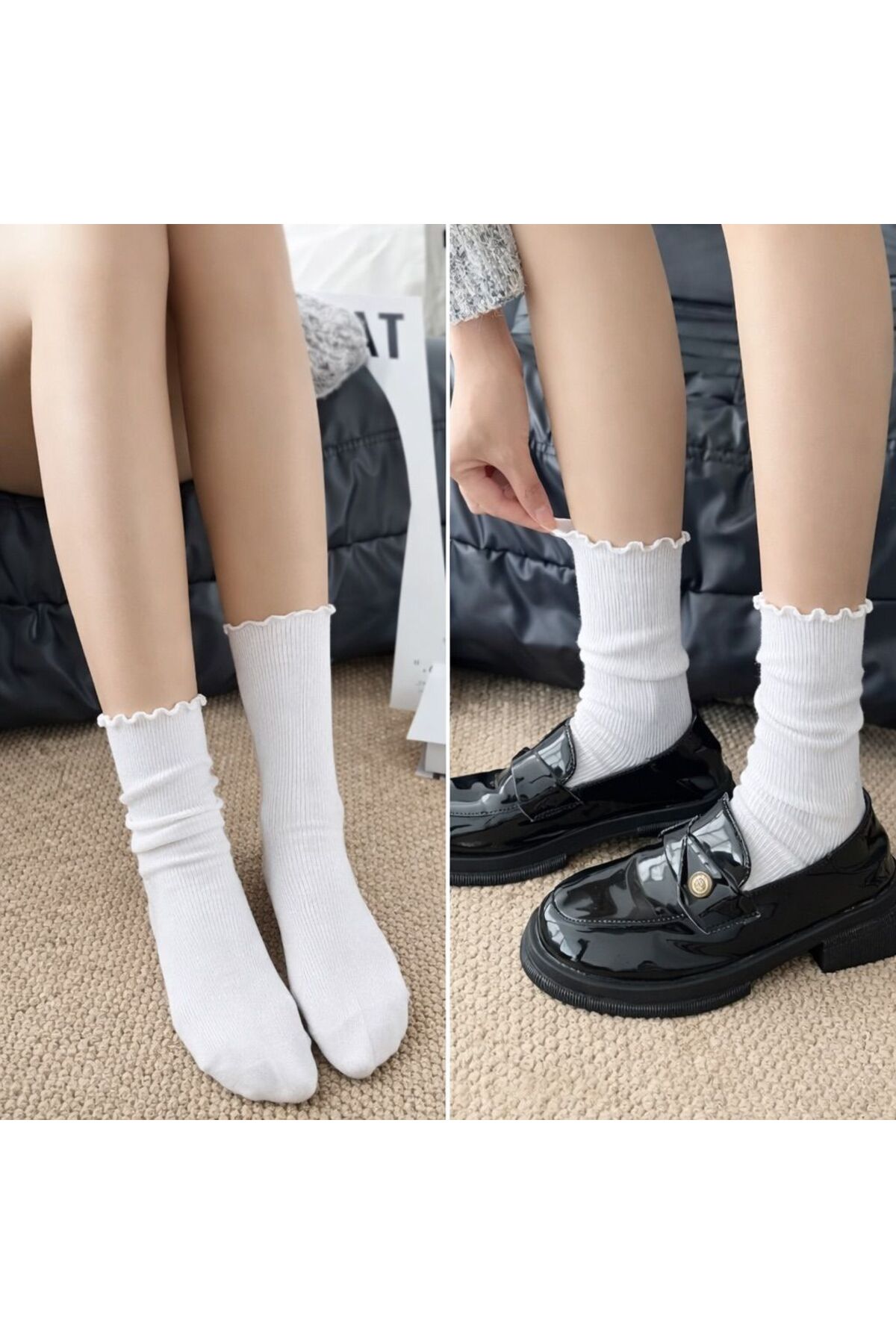 Sky Socks 5'li Fırfırlı Pamuklu Unisex Soket Çorap Seti görsel 5