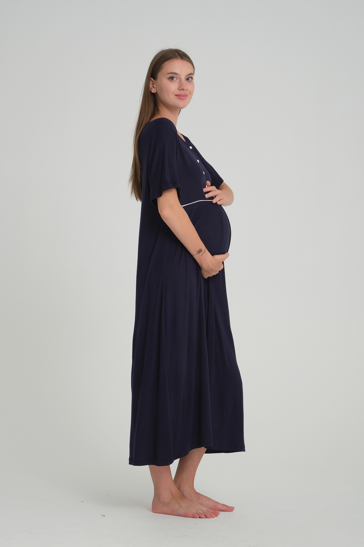 Rimel Homewear Lohusa Gecelik Sabahlık Takımı - Emzirme Detaylı Hamile 2'li Set - Doğum Çantası Temel Parçası fotoğrafı 6 (önizleme)