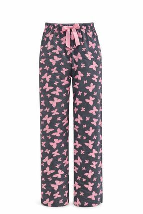LİLORA Premium Viskon Kelebek Desenli Kadın Pijama Altı Rahat Kalıp