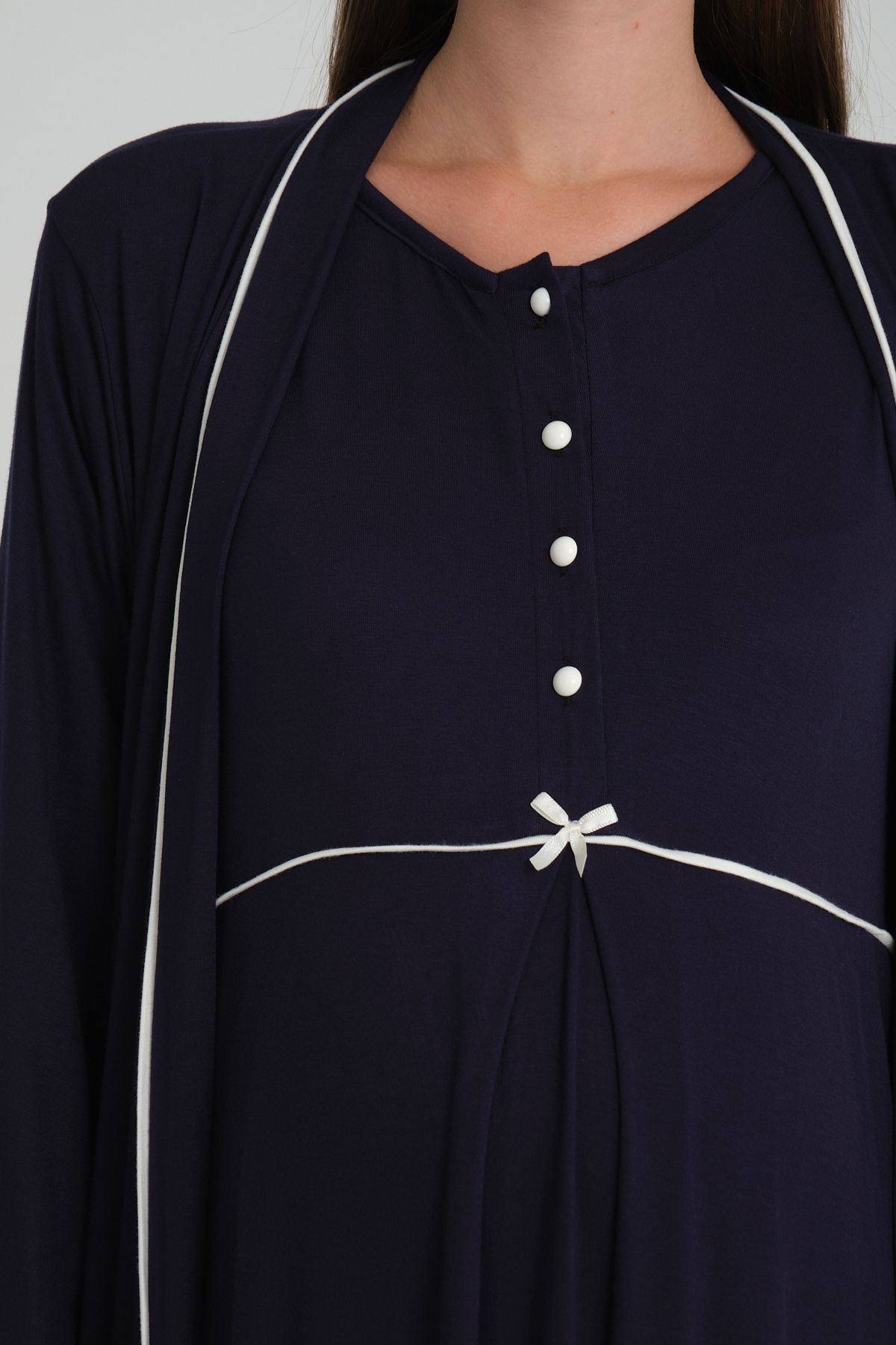 Rimel Homewear Lohusa Gecelik Sabahlık Takımı - Emzirme Detaylı Hamile 2'li Set - Doğum Çantası Temel Parçası fotoğrafı 4 (önizleme)