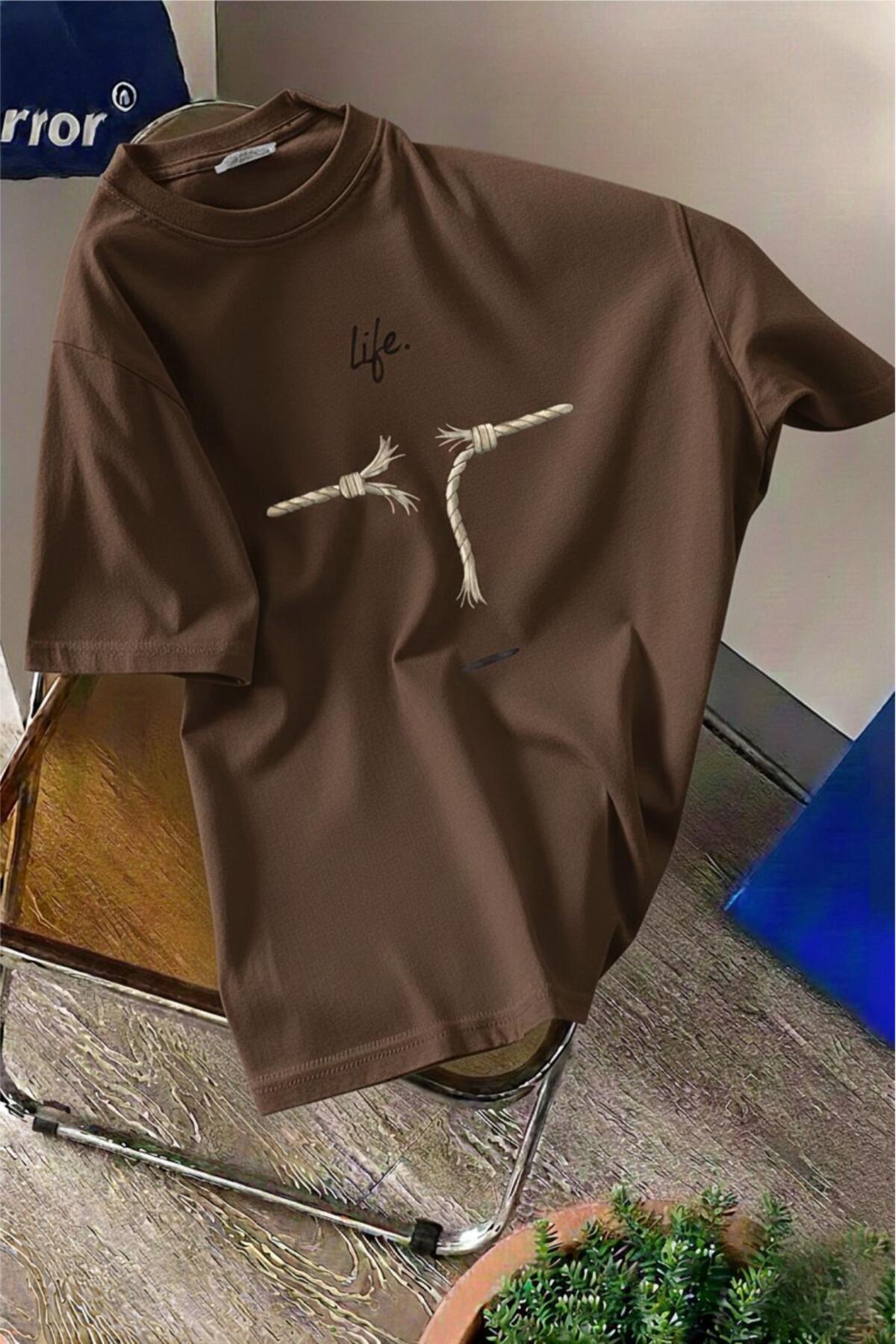 Oksit Life Design Мінімалістична ілюстрація Надрукована унісекс-футболка овер...