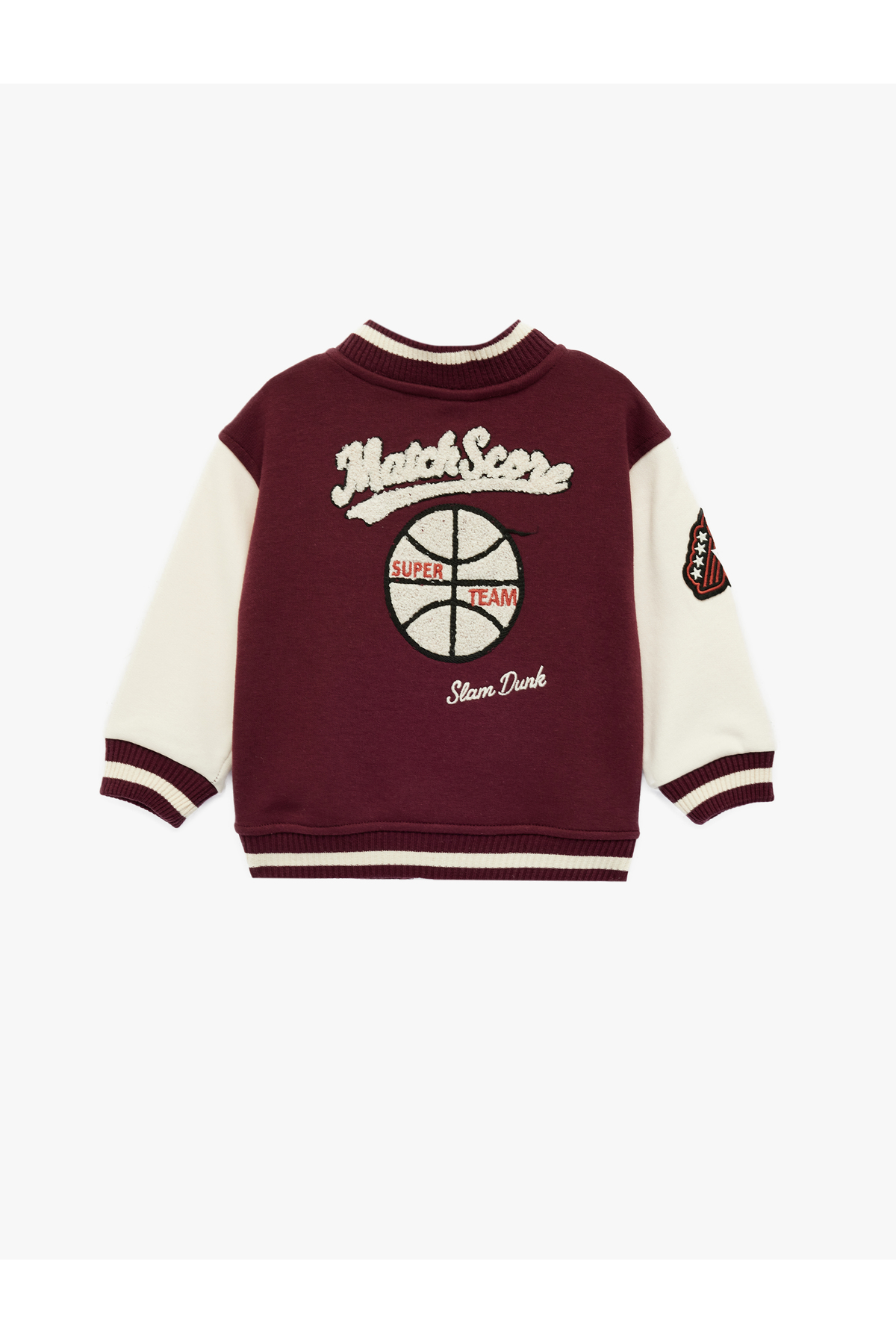 Koton Uzun Kollu Cepli Renk Kontrastlı Baskılı Oversize Kolej Yaka Bomber Ceket fotoğrafı 4 (önizleme)