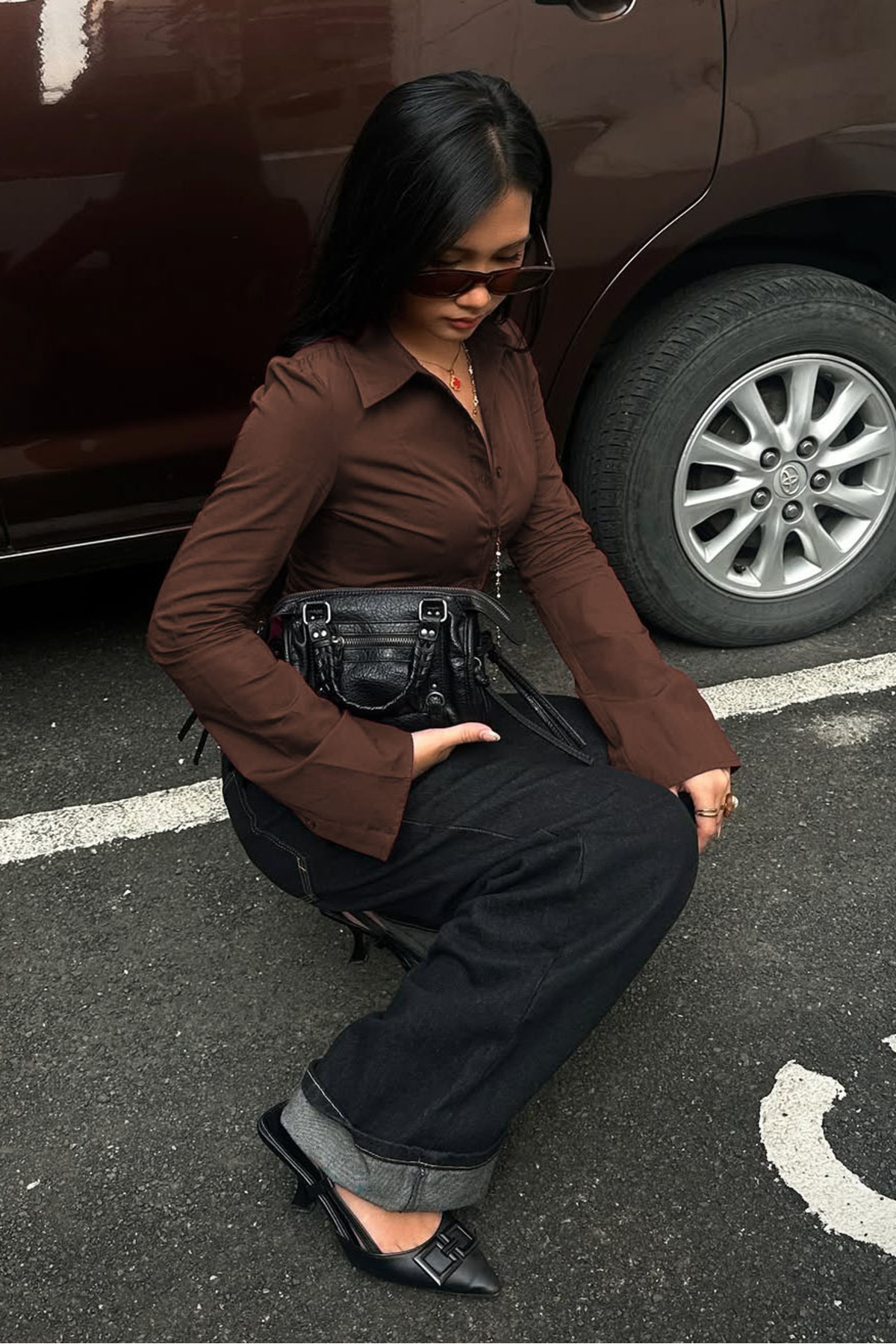 Seeh  Kahverengi Uzun Kollu Vücuda Oturan Gömlek SH356 - Görsel 8