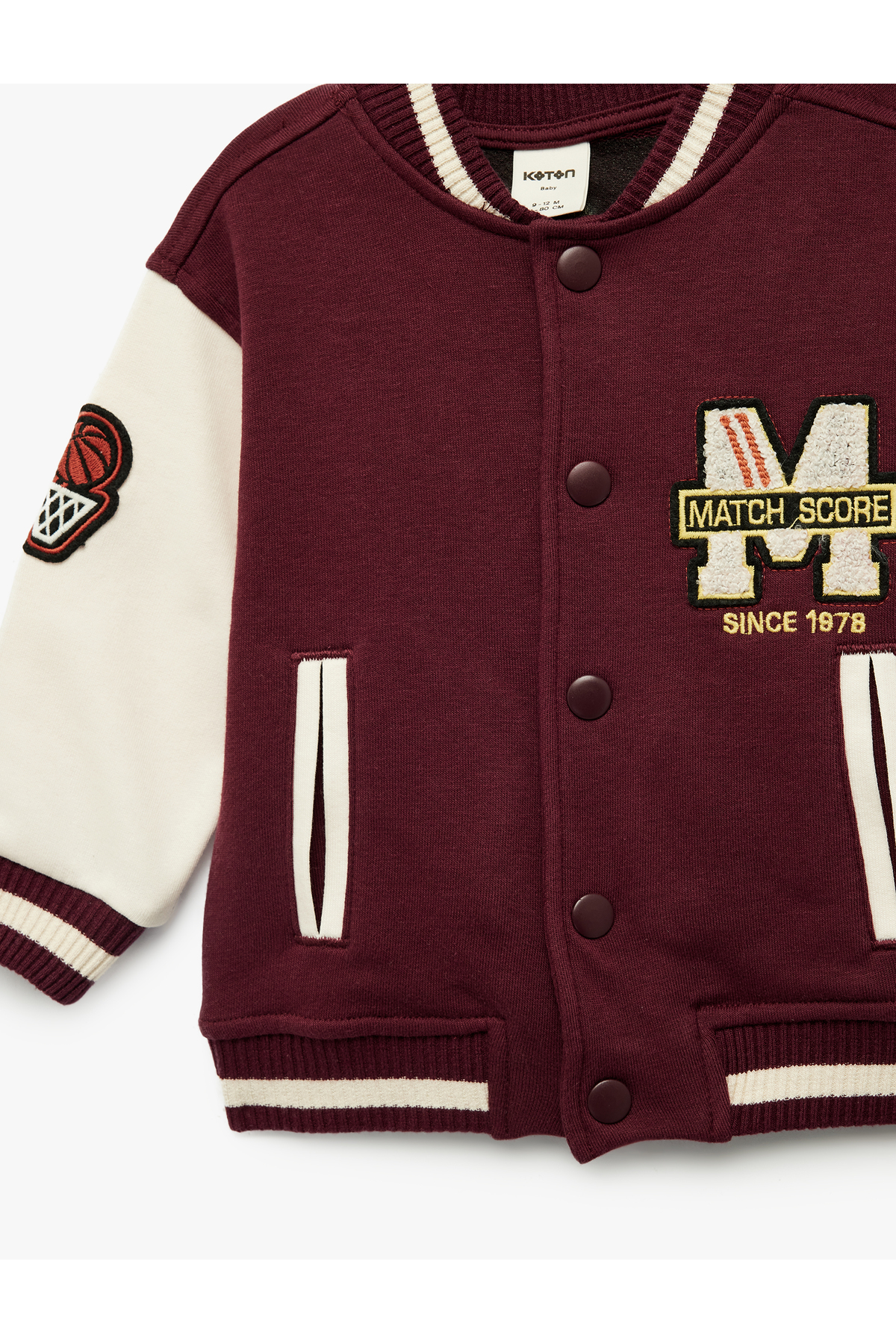 Koton Uzun Kollu Cepli Renk Kontrastlı Baskılı Oversize Kolej Yaka Bomber Ceket fotoğrafı 5 (önizleme)