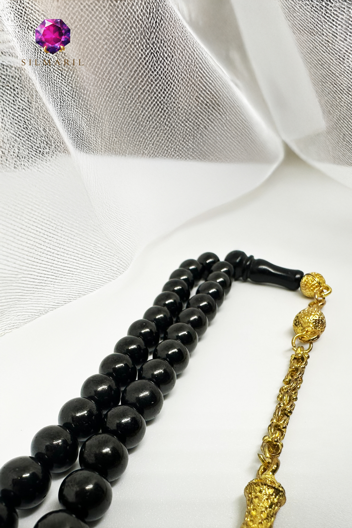 Sistemli Oltu Tesbih 33’lü Küre Kesim Sarı Alpaka Püsküllü Koleksiyonluk Erkek Hediyelik — Silmaril Store — Tespih (6)