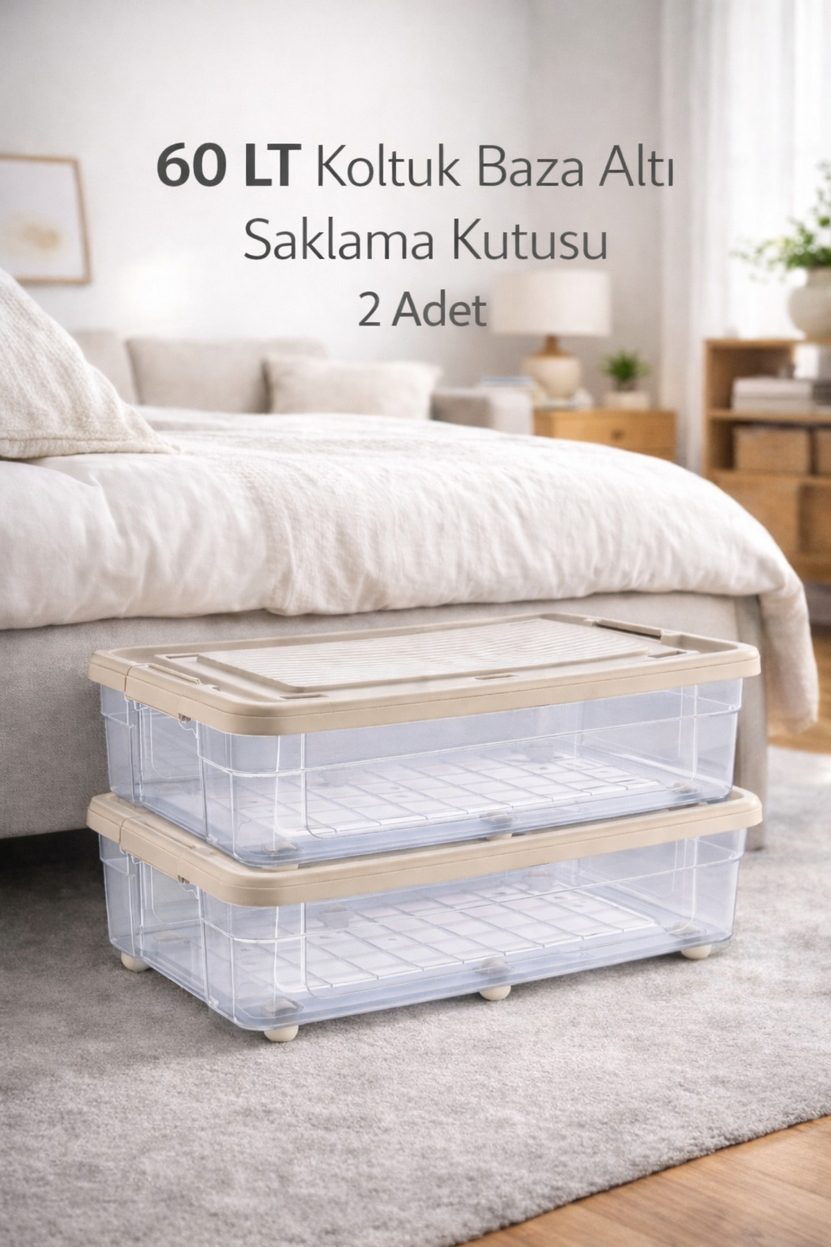 LOREMPBOX 60 LT Saklama Kutusu Tekerlekli Kilitli Baza Altı