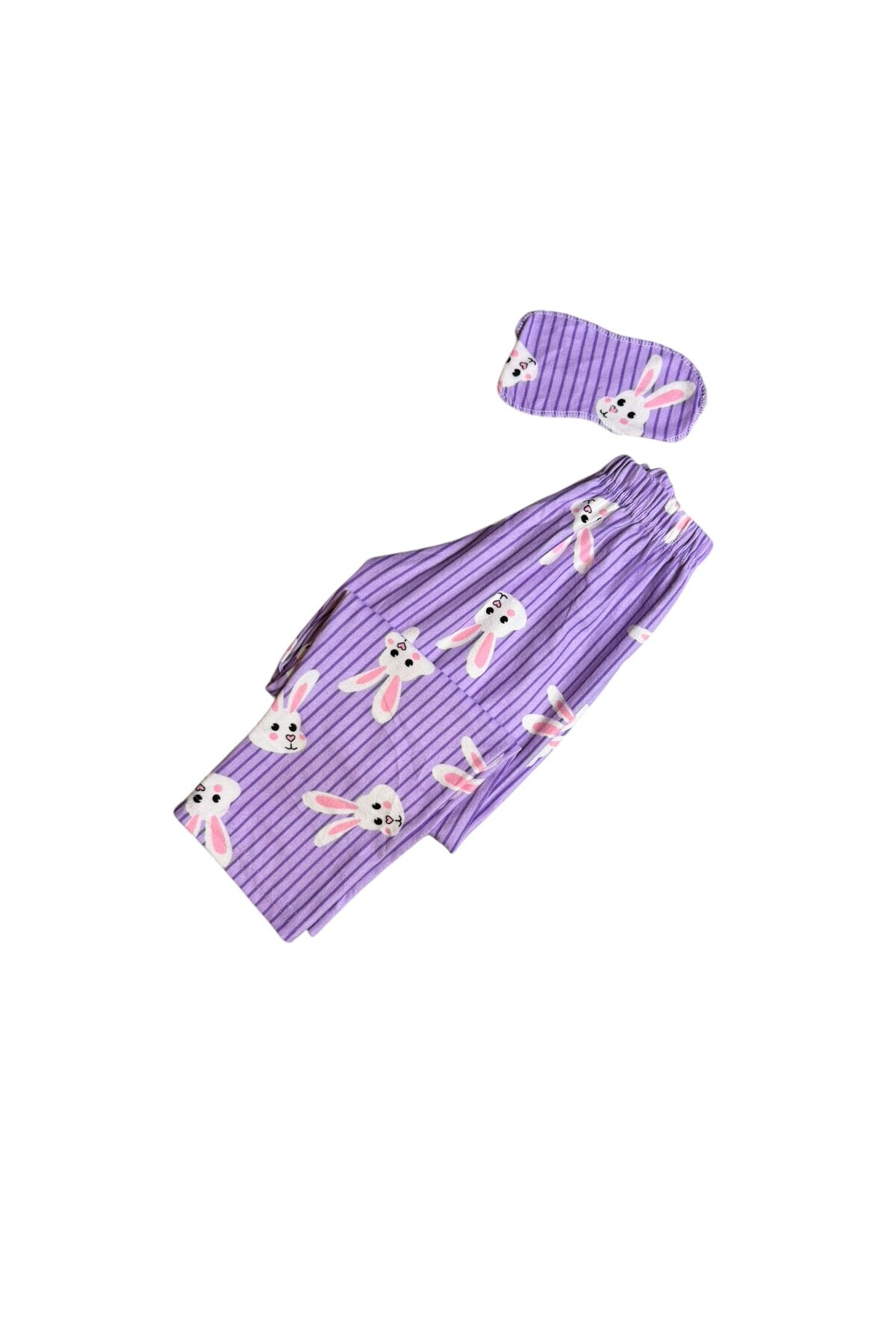 Fil Kids Kız Çocuk Pamuklu Süet Kumaş Lila Tavşan Desenli Uyku Bantlı Gömlek Yaka Düğmeli Pijama Takımı fotoğrafı 5 (önizleme)