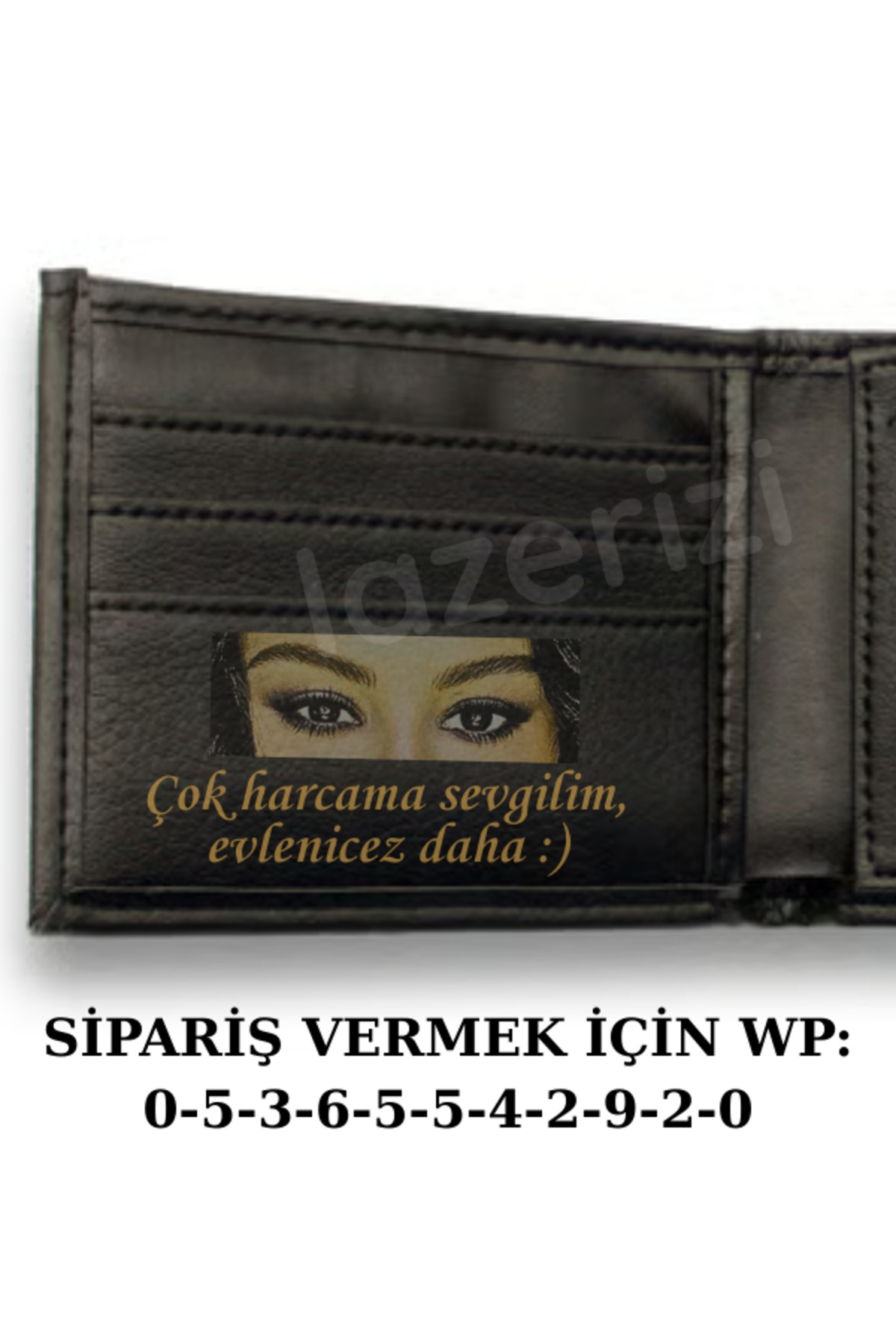 lazerizi Kişiye Özel Yazılı/Resimli Erkek Cüzdanı