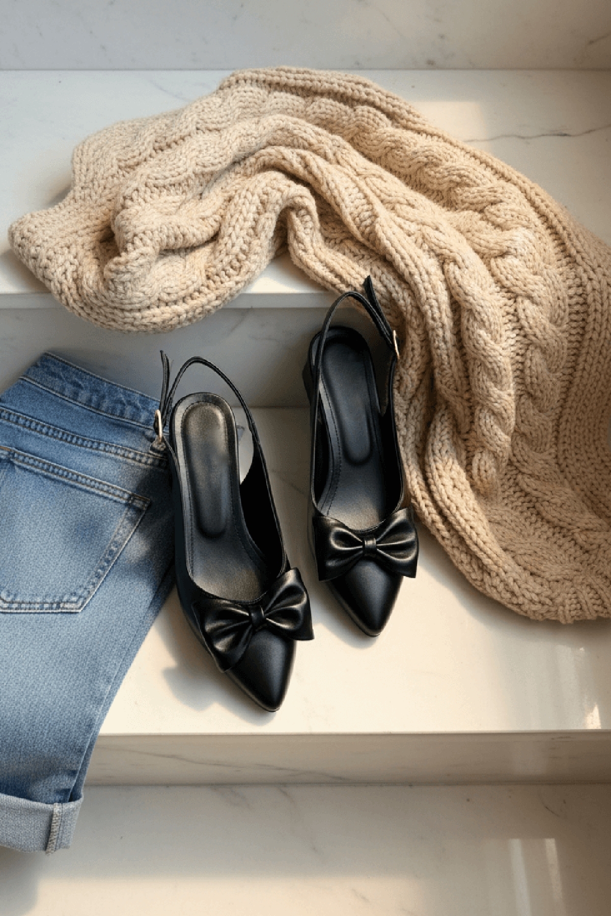 DİVOLYA  Fita Fiyonklu Siyah ( 4 cm Topuklu ) Sivri Burun Topuklu Ayakkabı - Görsel 6