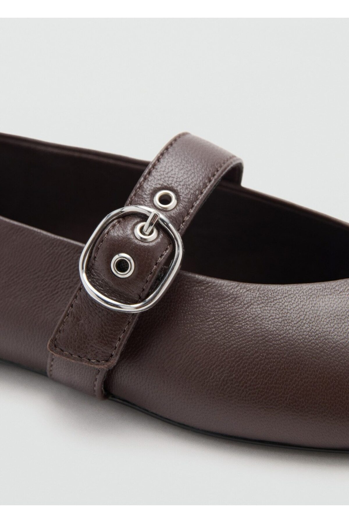 MANGO  Tokalı kayışlı deri babet ayakkabı - Görsel 5