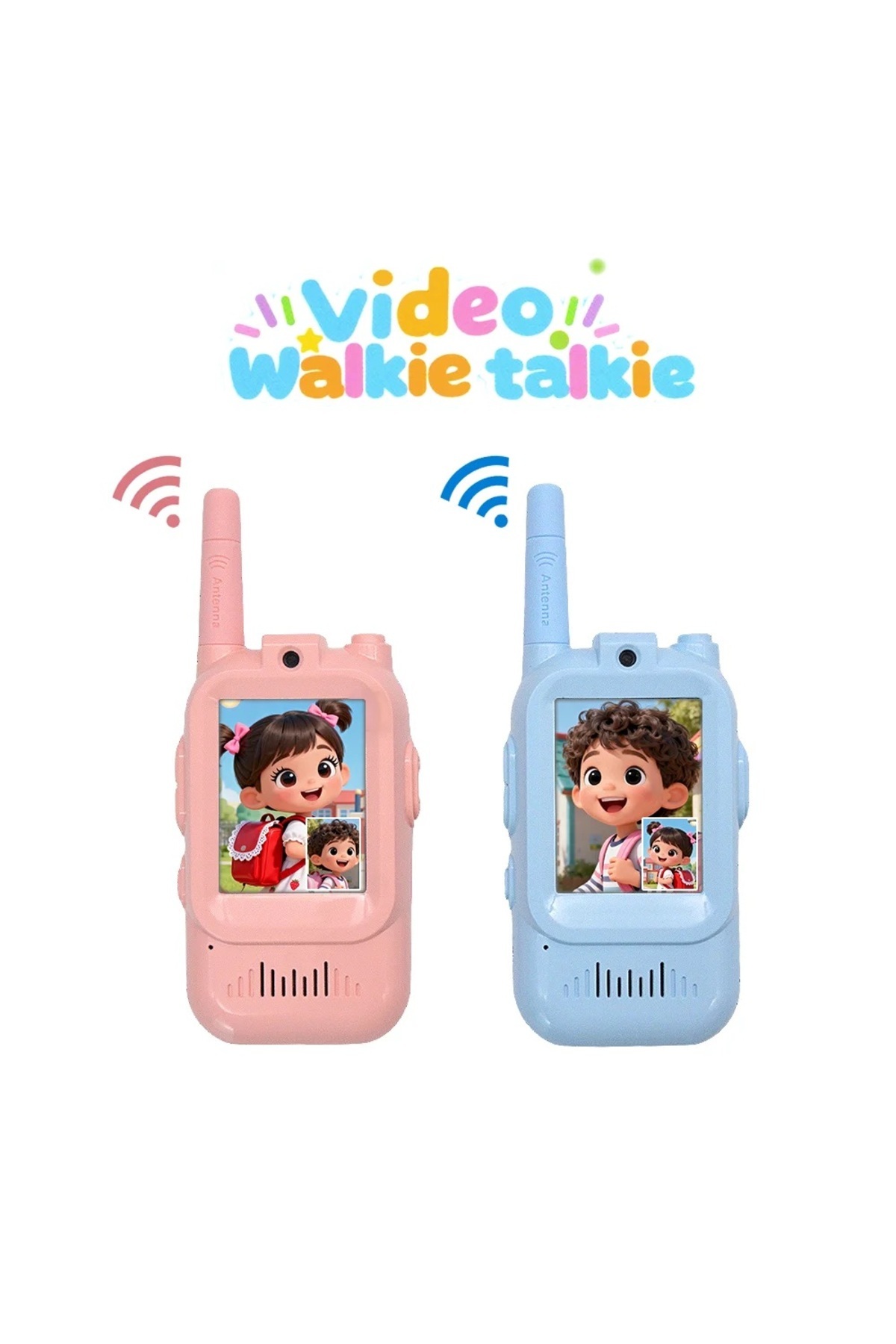 Fillikutum Görüntülü Çocuk Telsizi Çiftli Set Pembe Mavi Walkie Talkie Çocuklar İçin Görüntülü Kablosuz Telsiz fotoğrafı 3 (önizleme)