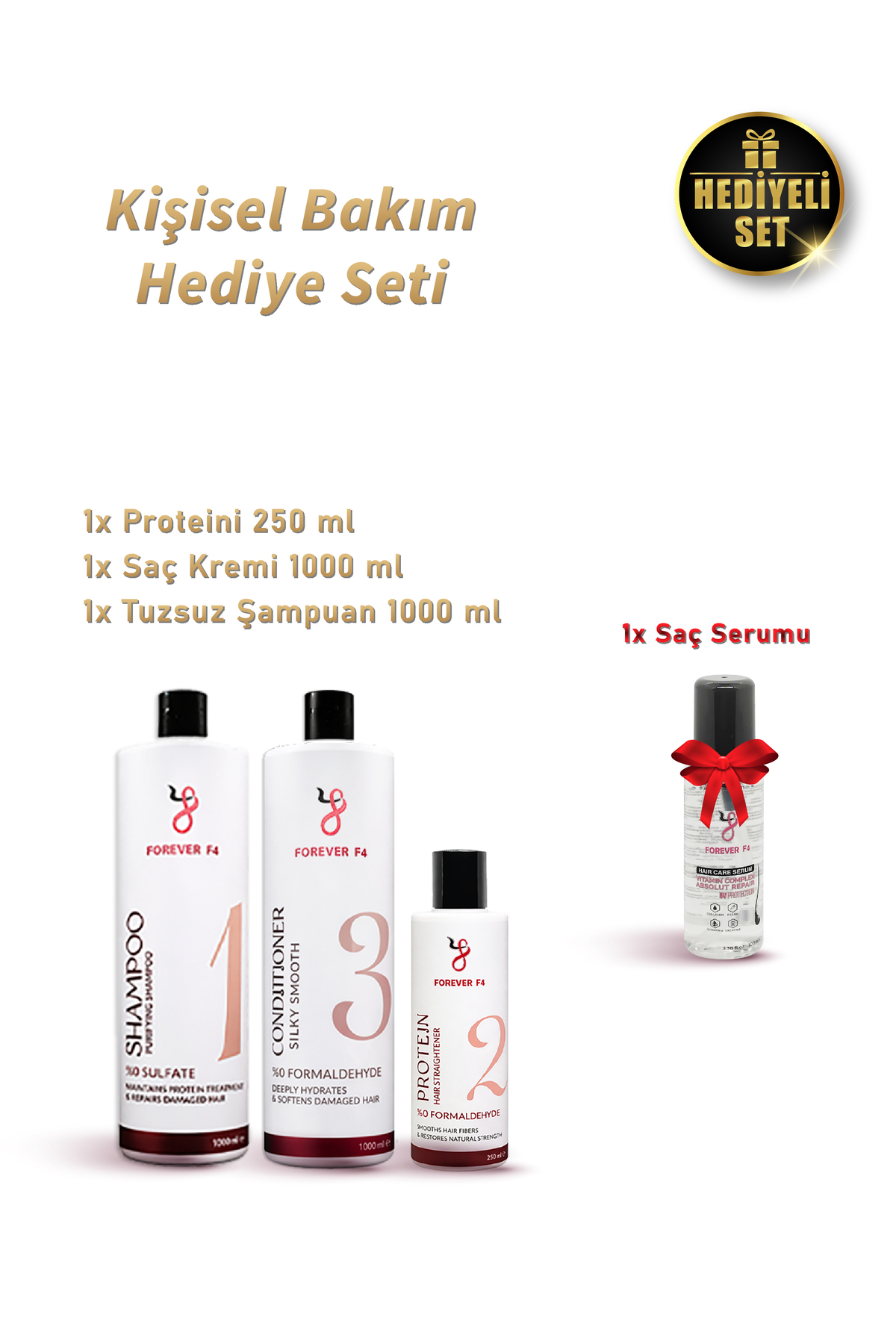Forever f4 Kişisel Bakım Seti Protein 250 ml + Şampuan & Krem + Serum Hediye — F4-HC-SET02