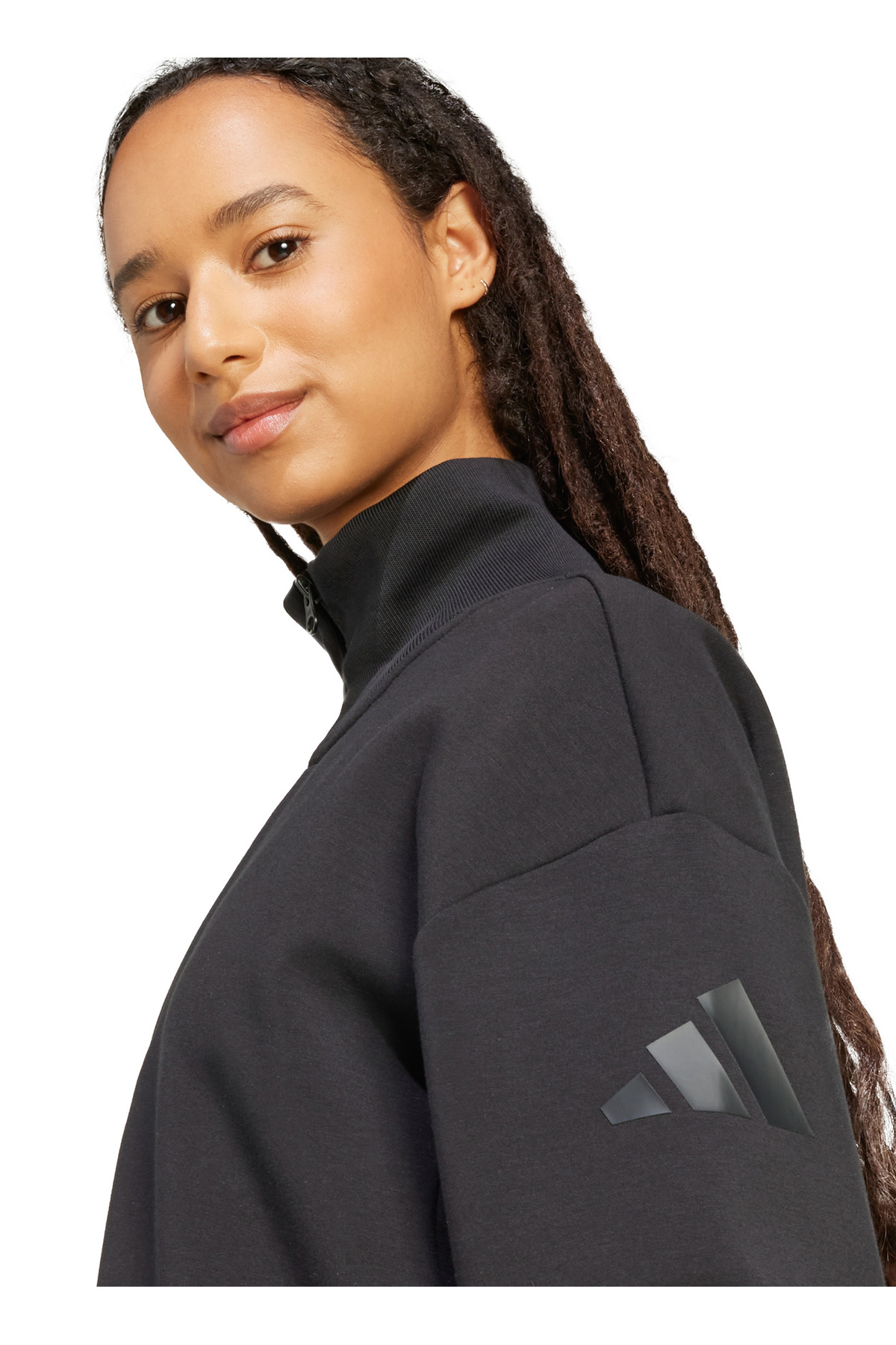 adidas JM1659 W ALL SZN SL QZ Siyah Fermuarlı Yaka Bol Kesim Düz Kadın Sweatshırt görsel 5