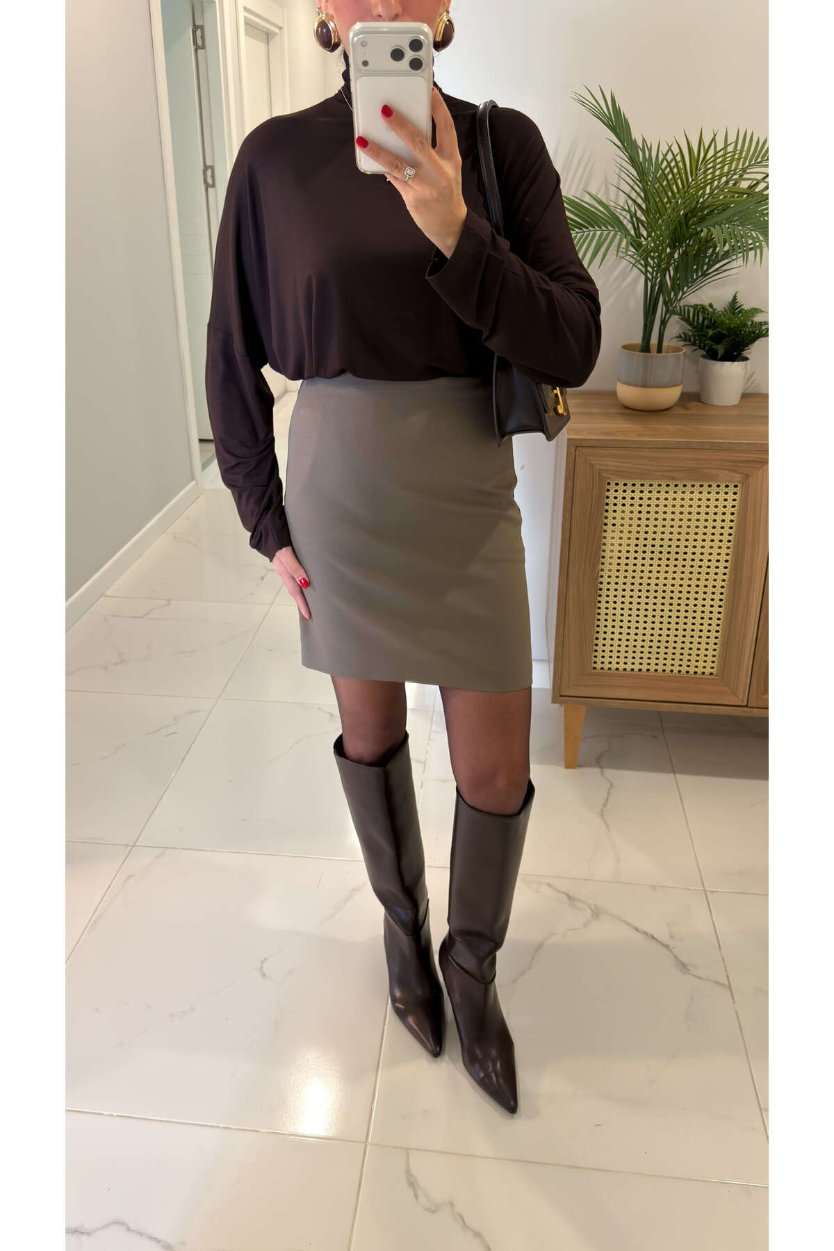 BİRCANÇİL  Tosla Vizon Kısa Etek - Görsel 2