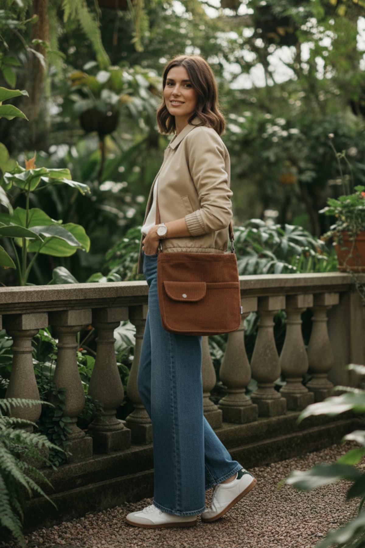 bagg  Move Model Kahverengi Kadife Çanta - Görsel 7