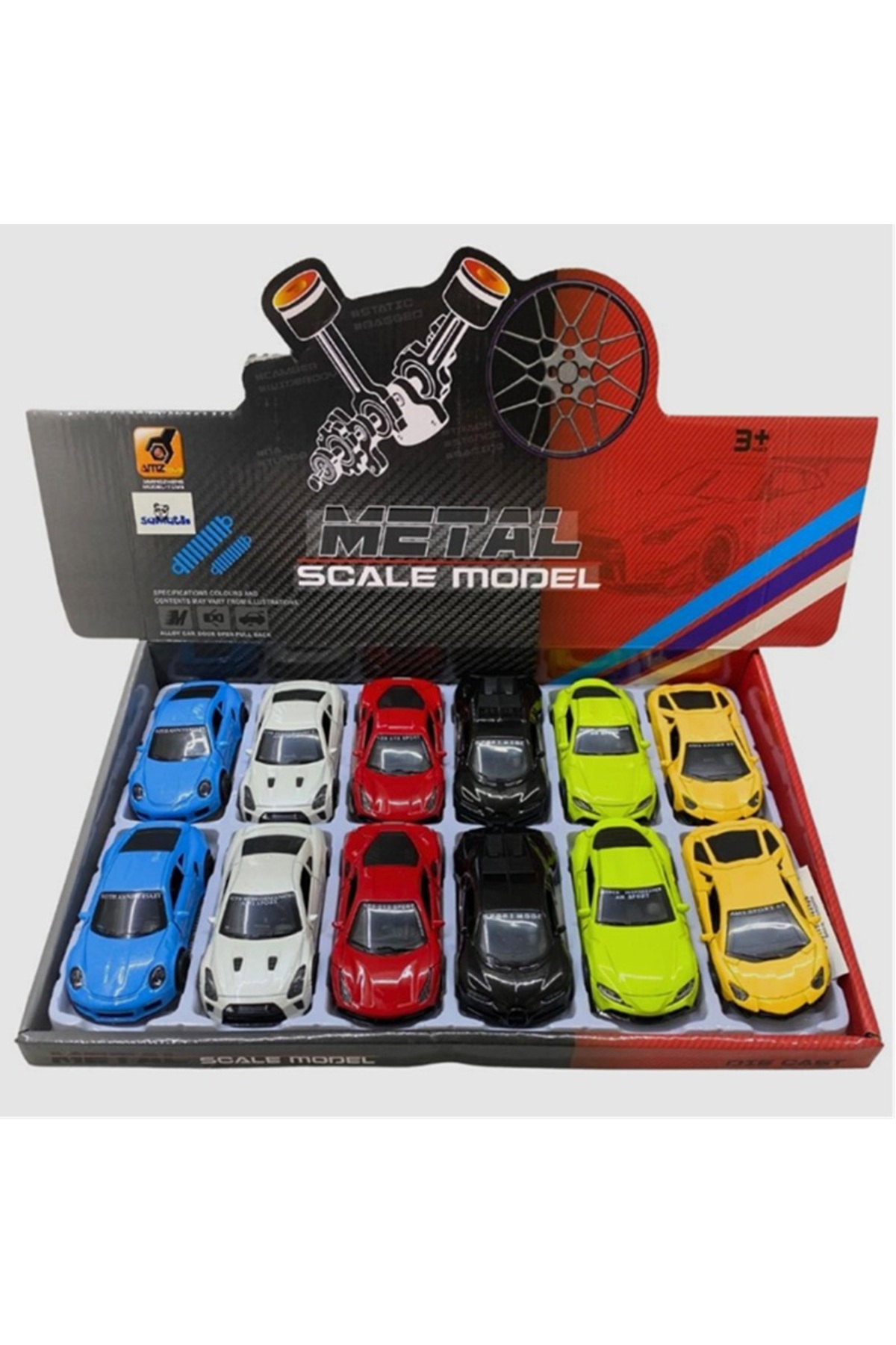 1:64ミニカー　3台セット Digermak Süper Spor Şeritli Yarış arabası Metal Model Çek Bırak