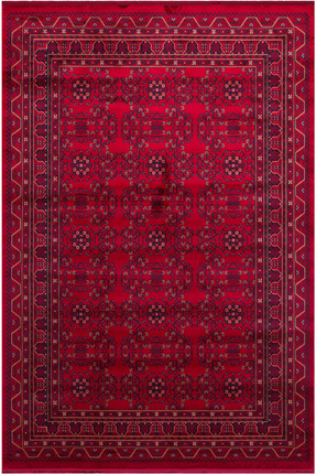 Cool Halı Efsun Kırmızı Lacivert Etnik Desen Kaymaz Afgan Makina Dokuma Visko...