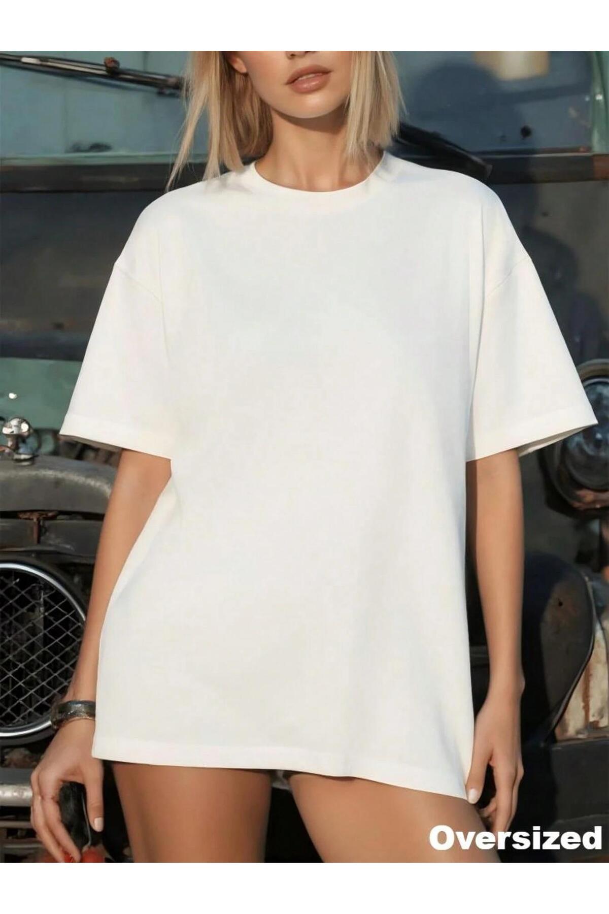 Afri Bela široka majica prémijum kvaliteta kroj Oversize kroj T-shirt - Spušt...