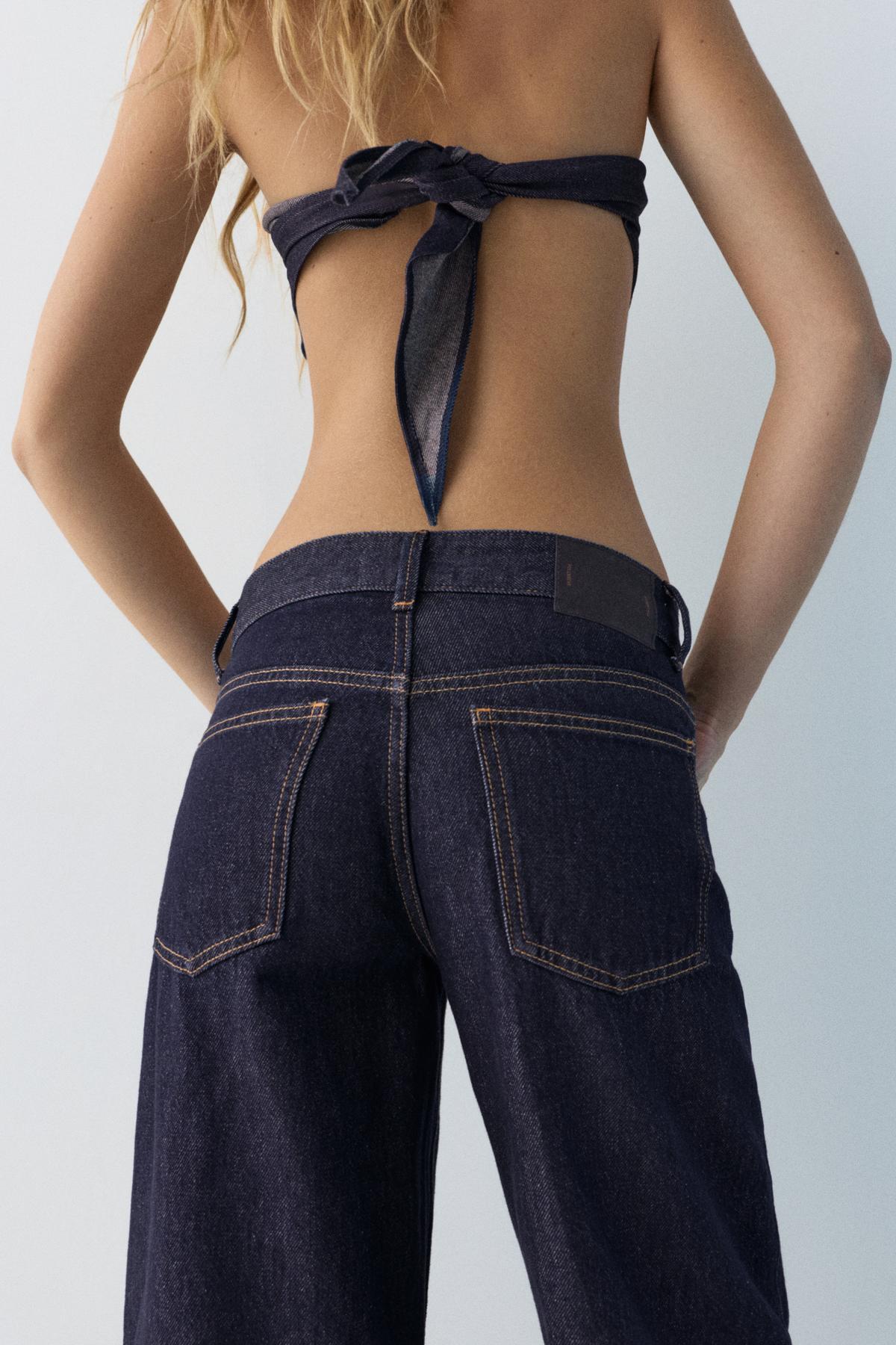 Pull & Bear  Düşük bel culotte pantolon jean - Görsel 4