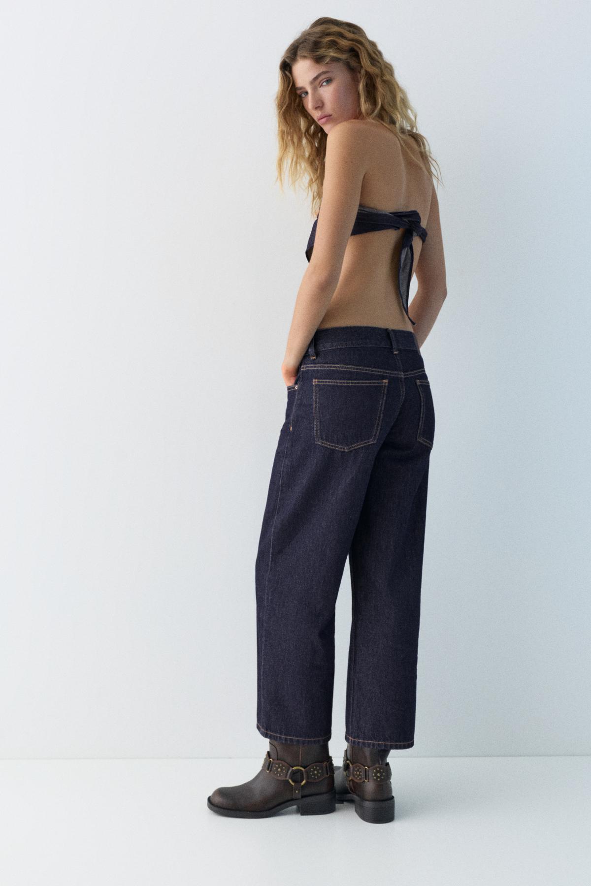 Pull & Bear  Düşük bel culotte pantolon jean - Görsel 5