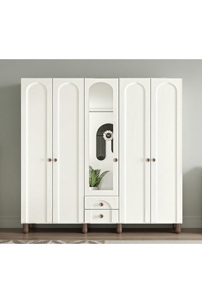 comiet Soprano 5 kapak ayaklı tasarım aynalı Country MDF gardırop