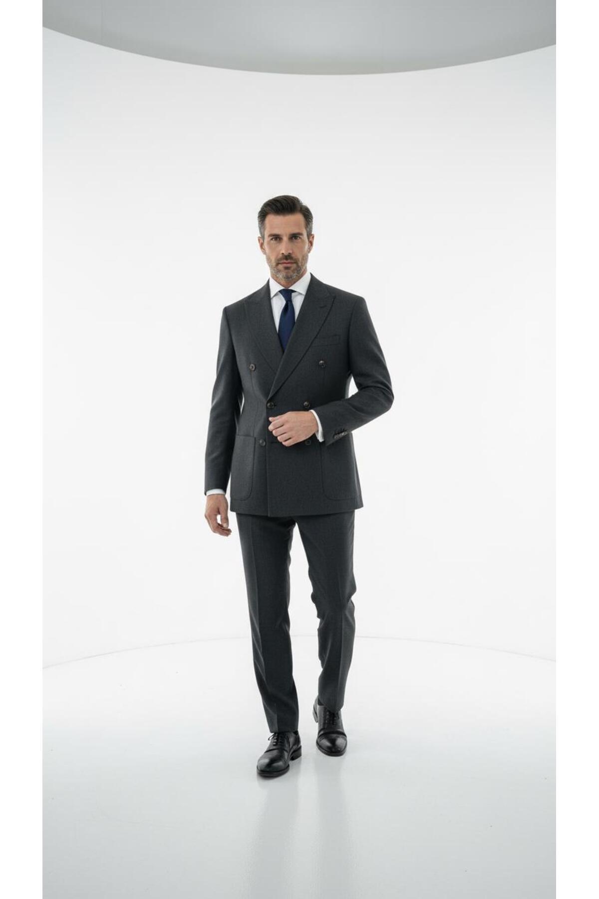 Kadir Büyükkaya Kruvaze Ceket Out-KAX5852W görsel 3