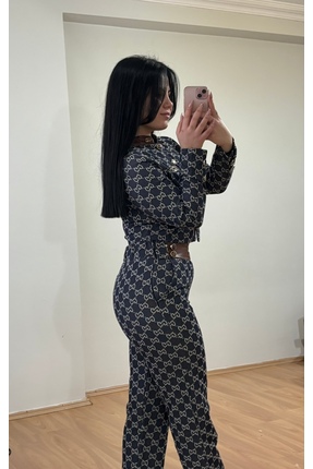 NOURA MODA Premium desenli örme ikili takım