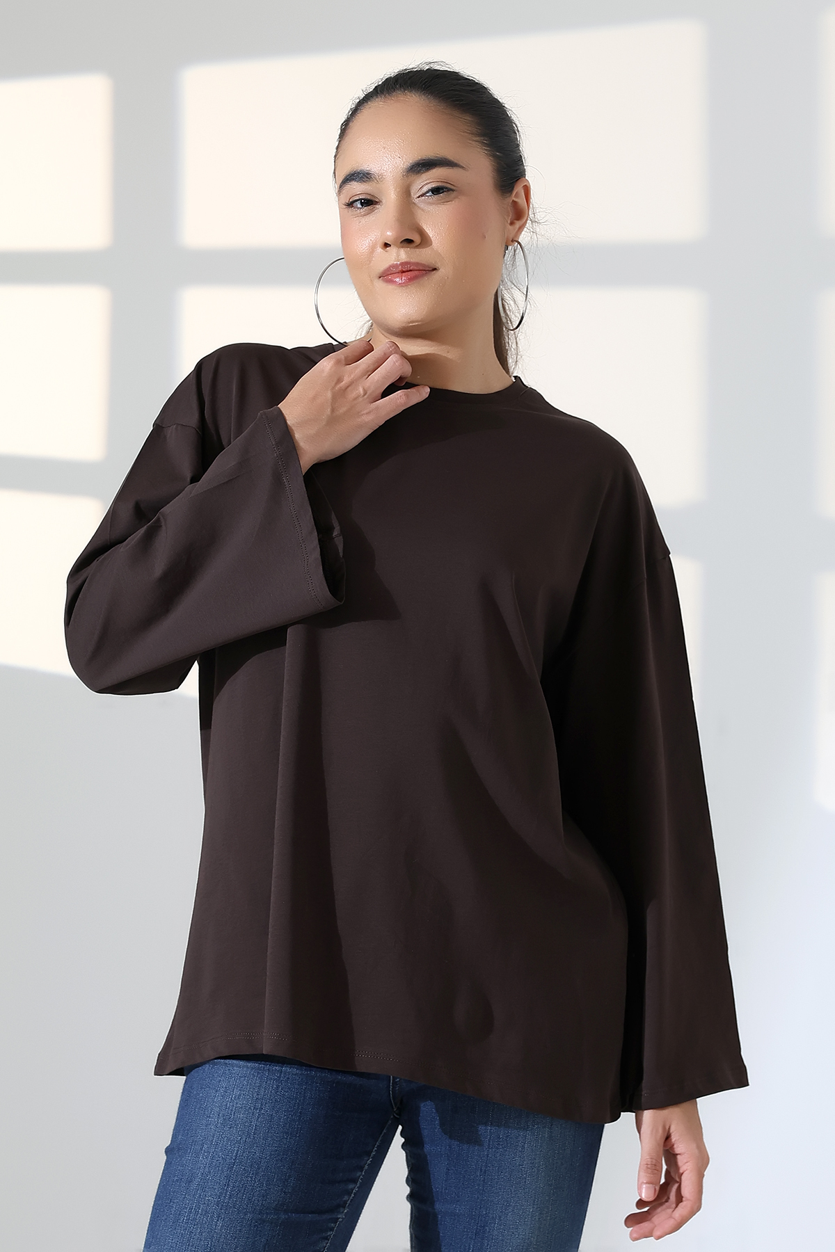 ModaPlaza  Kadın Kol Ağzı Geniş Oversıze Pamuklu Bluz 22139