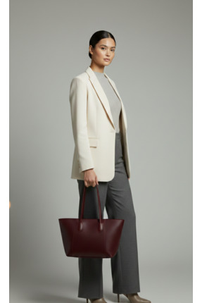 ALTUVATEKS Bordo Fermuarlı Astarlı Deri Görünümlü Büyük Omuz Çantası Kol Çant...