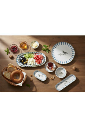 İpek Porselen 6 Kişilik 29 Parça Toledo Porselen Kahvaltı Takımı Antık– Şık K...