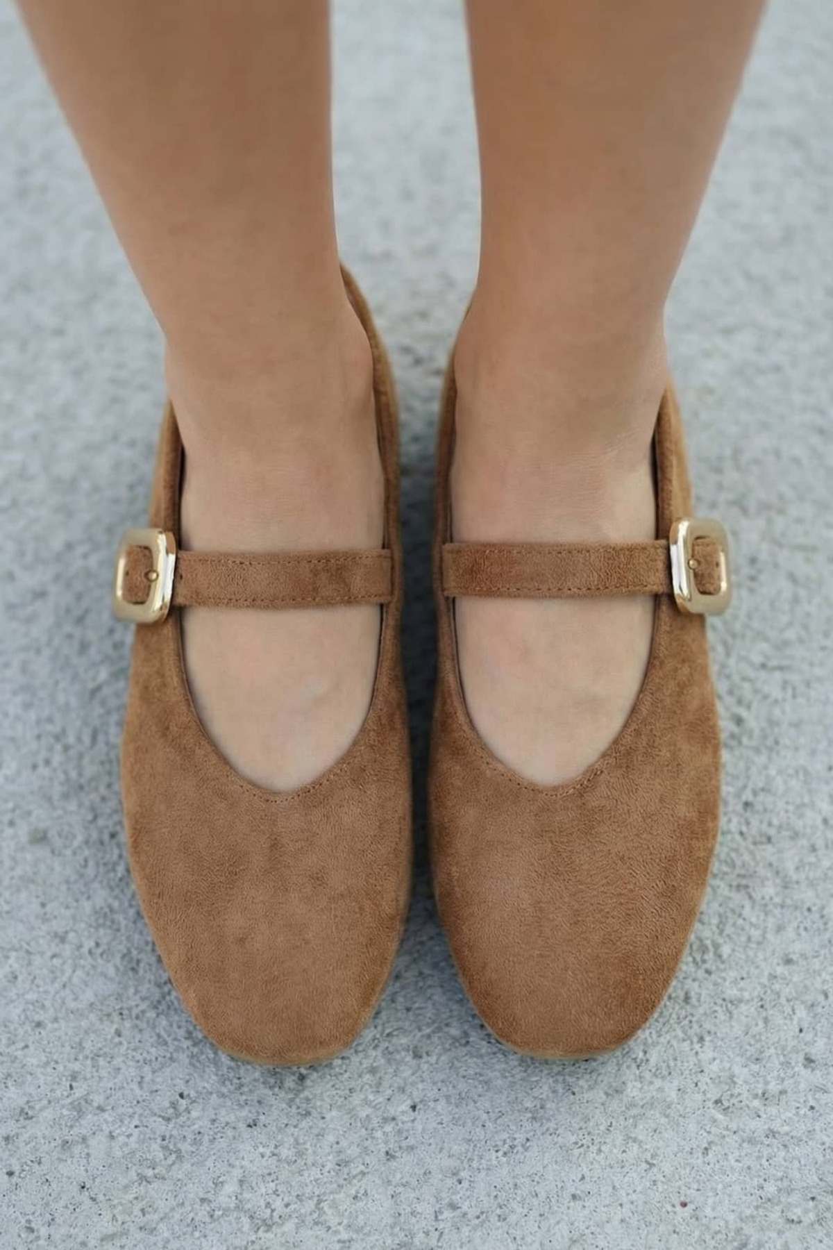 NAVİSHOES Taba Kadın Tokalı Lastikli Kolay Giyilen Yazlık Süet Çeyiz Bohça Babet B71SNAV görsel 2