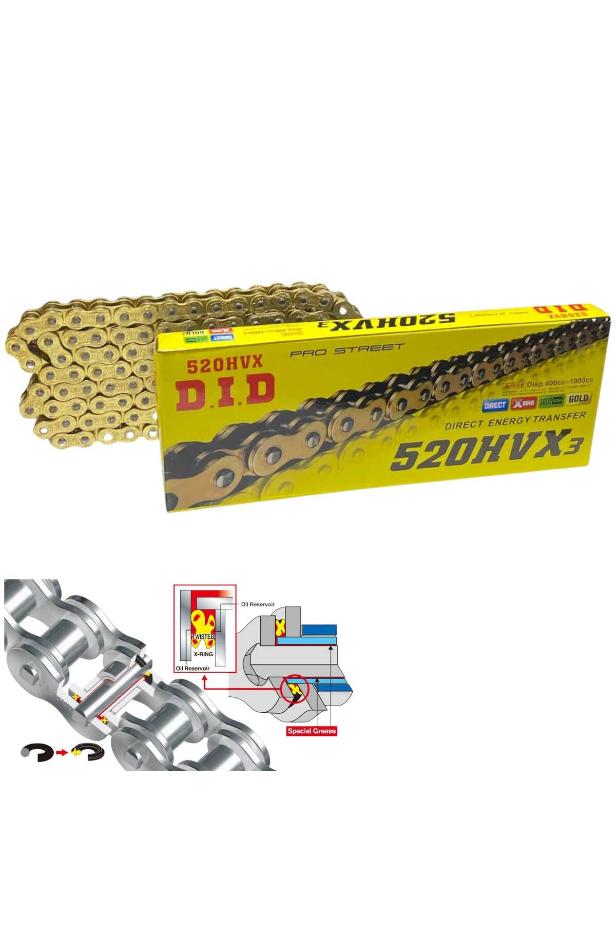 D.I.D 520 HVX3 X 120 L XRİNGLİ ZİNCİR GOLD DID-ARR2636 - Fiyatı