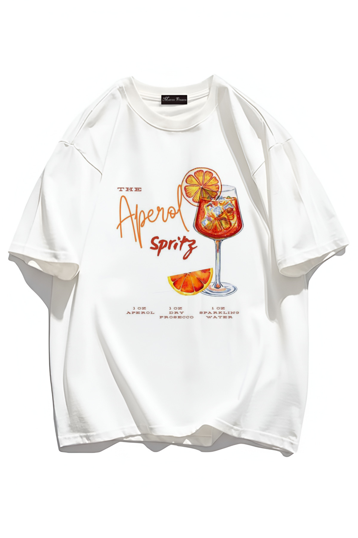 Marco Fresco Tricou unisex casual cu mânecă scurtă, imprimat cu Aperol Spritz...
