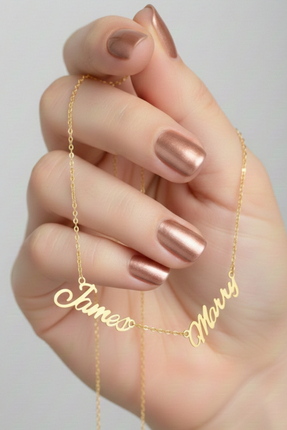 saramary 925 Ayar Gümüş İki İsimli Kişiselleştirilebilir 14 Ayar Altın Kaplam...