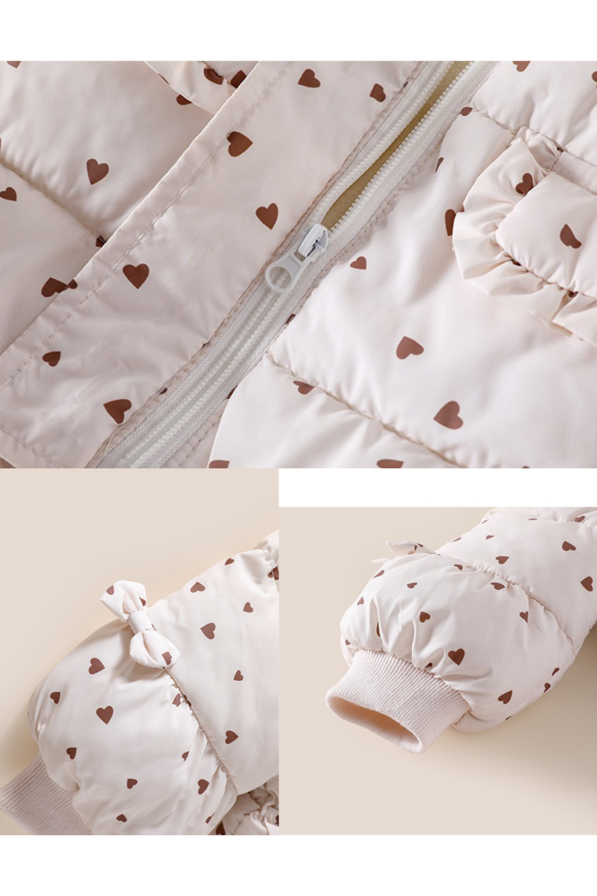 melisam.msg Kız Bebek Kalp Desenli Şişme Tulum Kalın Sevimli Polarlı Astar fotoğrafı 5 (önizleme)