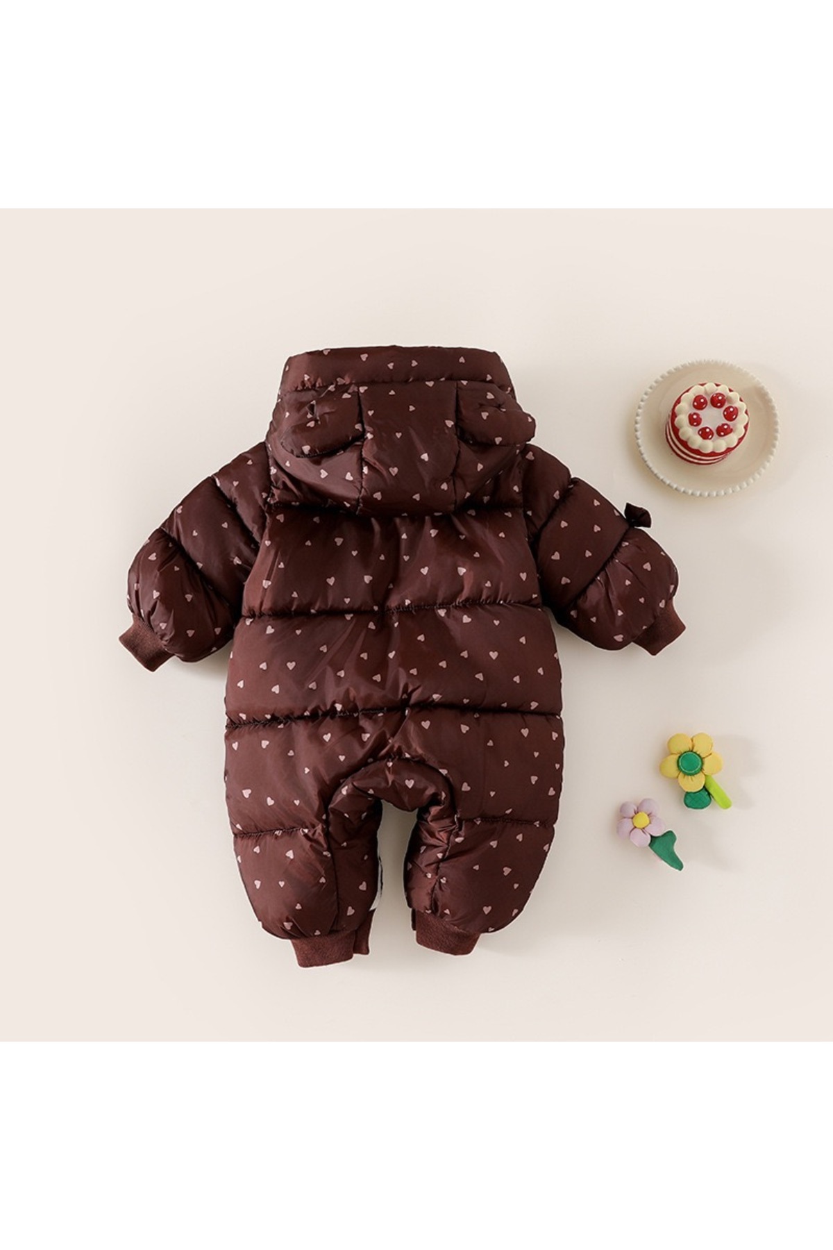 melisam.msg Kız Bebek Kalp Desenli Şişme Tulum Kalın Sevimli Polarlı Astar fotoğrafı 2 (önizleme)