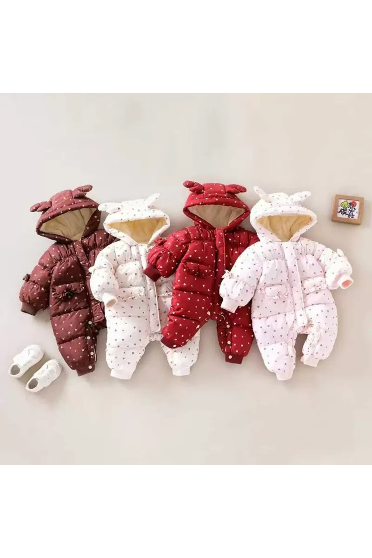 melisam.msg Kız Bebek Kalp Desenli Şişme Tulum Kalın Sevimli Polarlı Astar fotoğrafı 4 (önizleme)