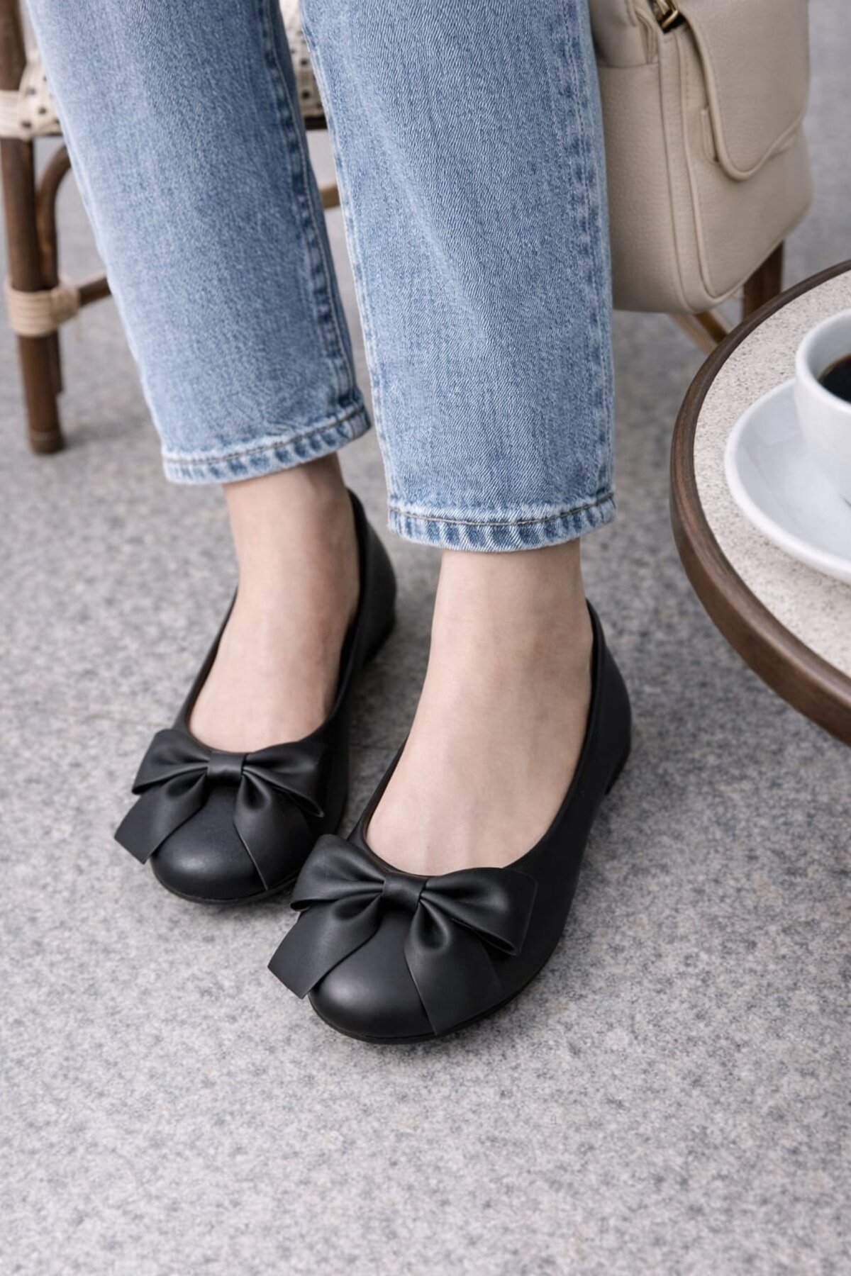 Slipcat  Zarif Kadın Günlük Kurdele Detaylı Yuvarlak Burun Şık Babet - Görsel 4