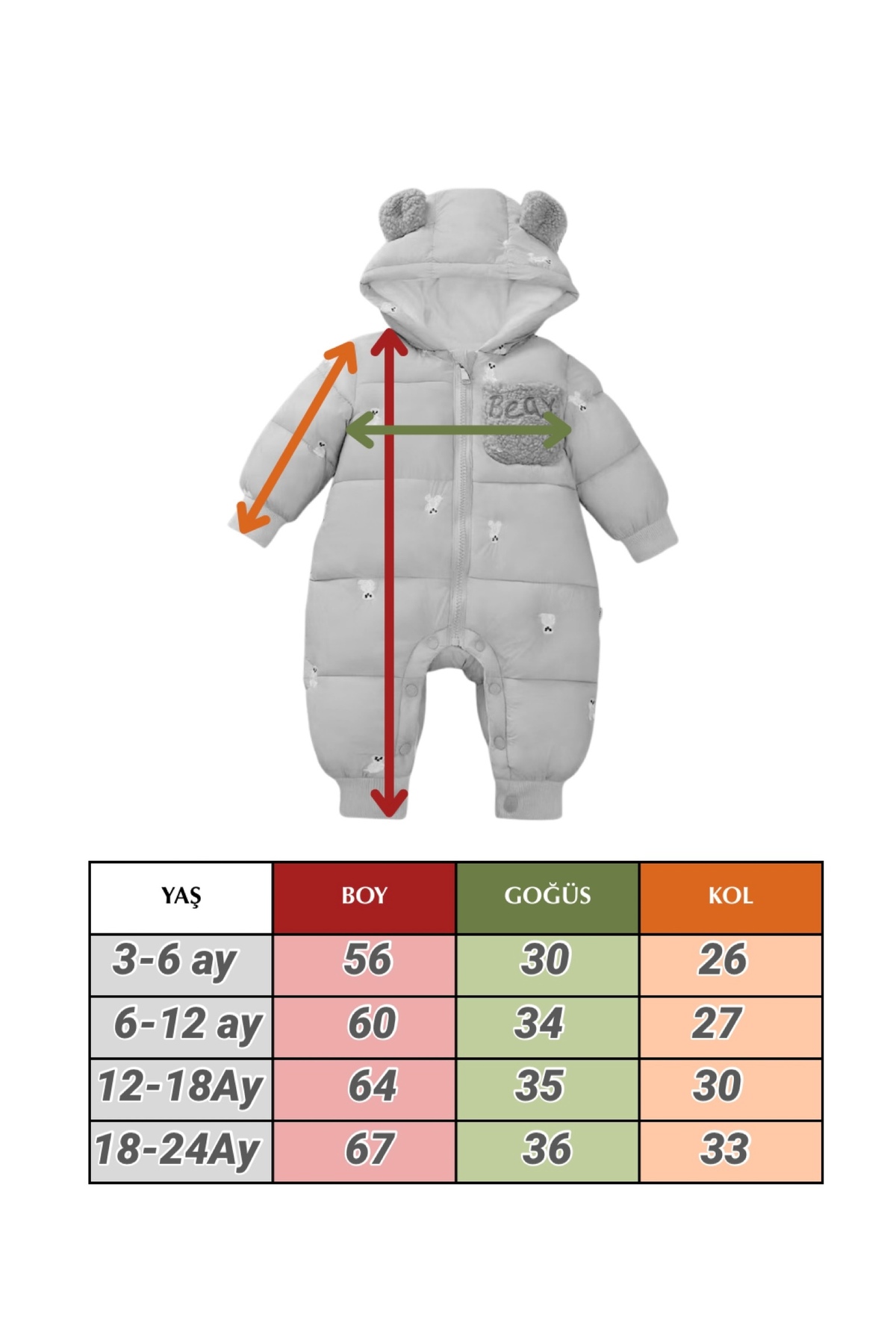 melisam.msg Kız Erkek Bebek Ayı Nakışlı Şişme Tulum Kalın Sevimli Polarlı Astar fotoğrafı 7 (önizleme)