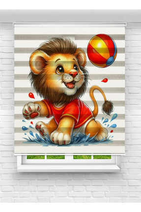 Enzo Home Zebra Stor Perde Sevimli Aslan Desenli | Çocuk Odası Oyun Temalı Ba...