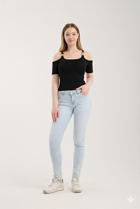 Lufthimm YENİ SEZON ŞIK GOLD OMUZLARDAN TOKALI KISA KOLLU BLUZ