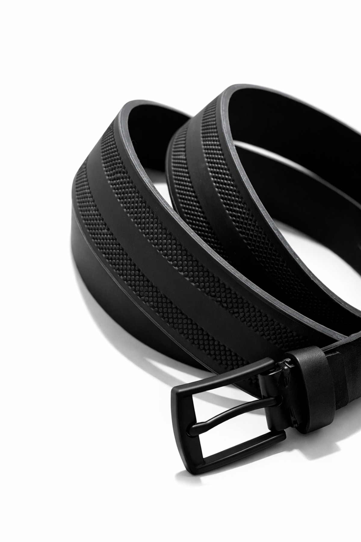 LİVORA  ERKEK KEMER BLACK NİKEL KARE TOKA DERİ DESENLI ERKEK PANTOLON KEMERİ - Görsel 3