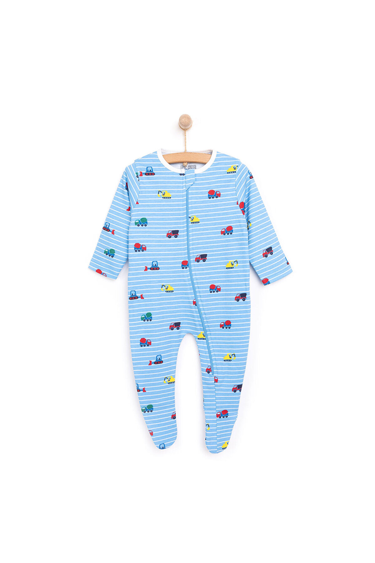 HelloBaby HelloBaby Baby Boy Romper with Bootees Vehicles Zippered Crew Neck Long Leg Long Sleeve