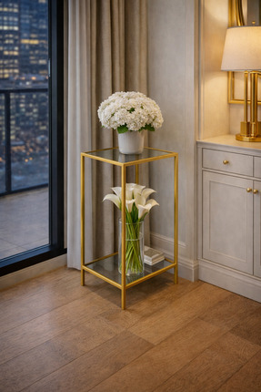 Trendmiz Velmark Eyfel şeffaf Cam Gold Metal Dresuar | Dar Alanlar İçin Antre...