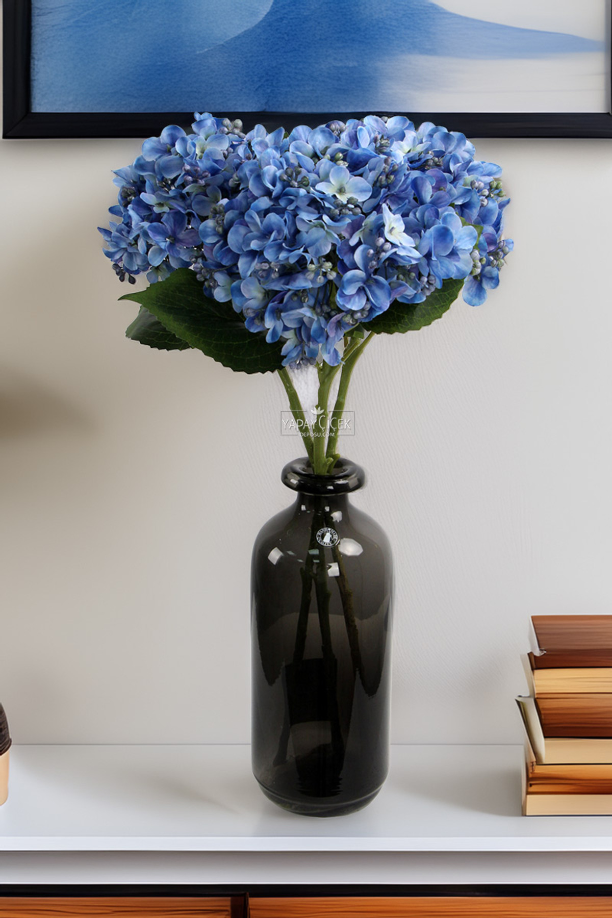 Artificial Pinwheel Hydrangea Branch 50 cm Blue