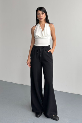 macharel jeans Kadın Bol Paça Bağcıklı Palazzo Pantolon
