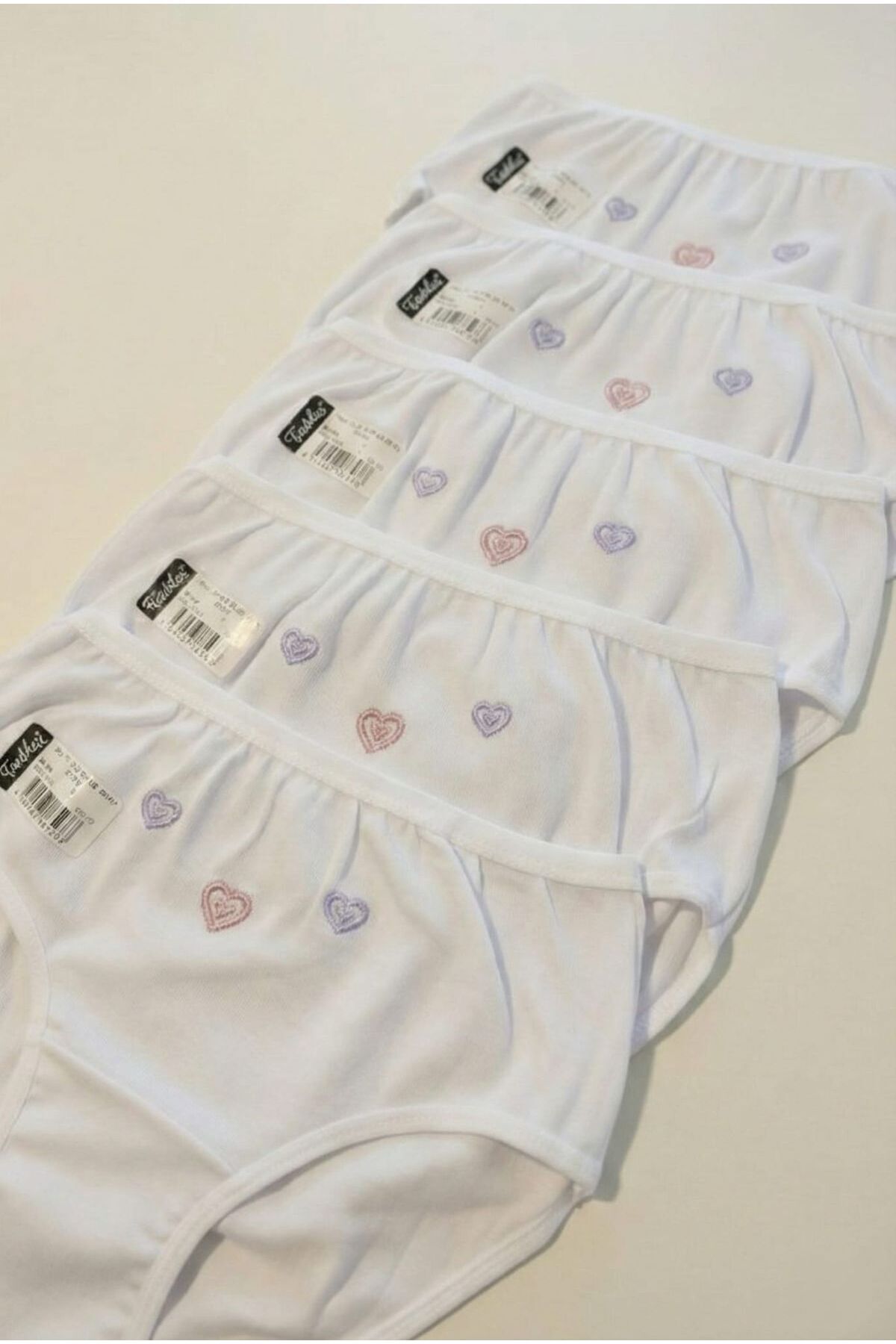 Tutku 5'li Paket Yüksek Bel Kız Bebek Külot - %100 Pamuk Ribana Nakışlı Beyaz Bebek İç Giyim Seti fotoğrafı 2 (önizleme)