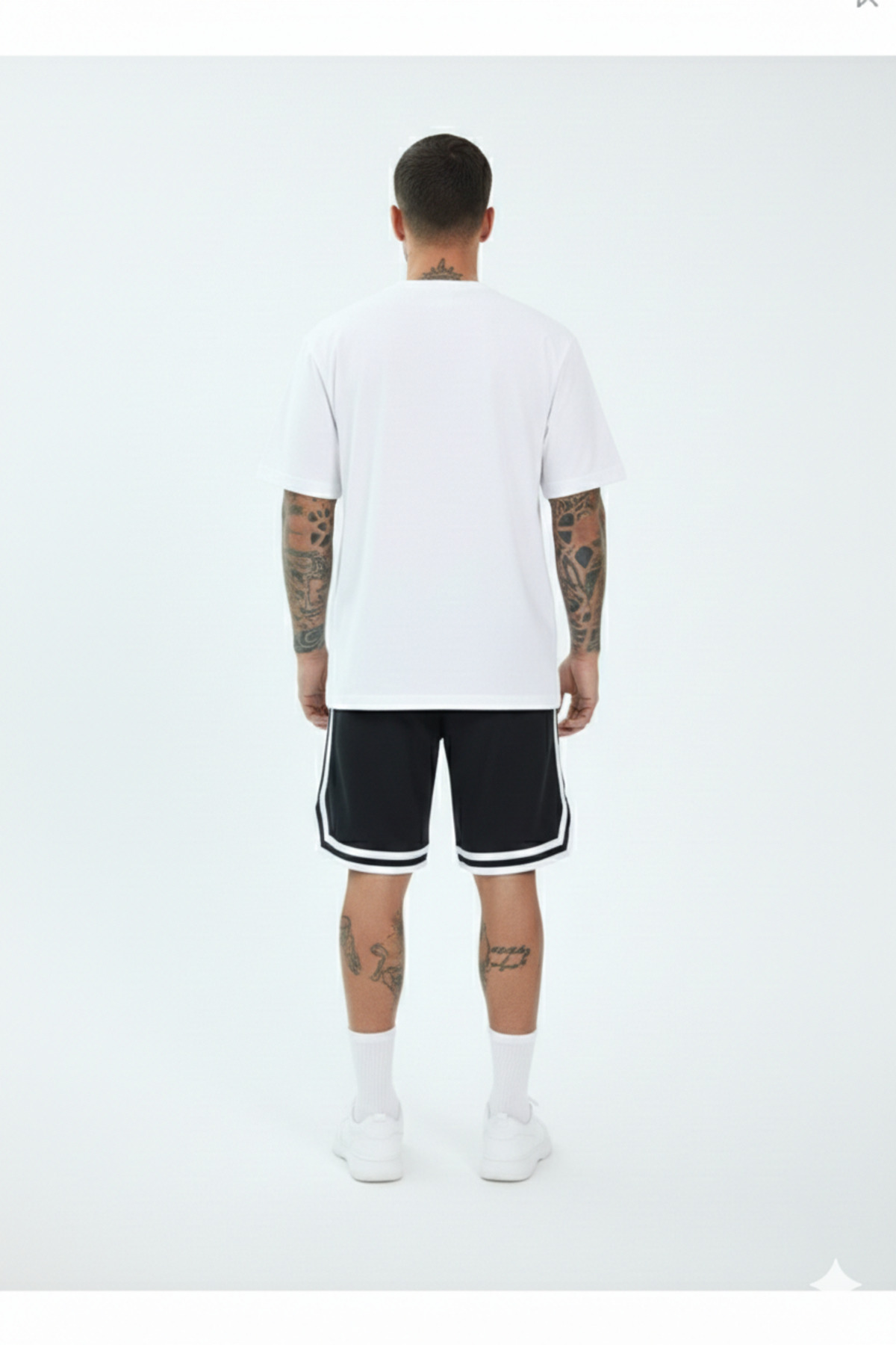 NİCE  Baskılı Erkek Siyah Basketbol Şortu - Retro Tarz Filesiz Rahat Kesim Spor Şort - Görsel 5