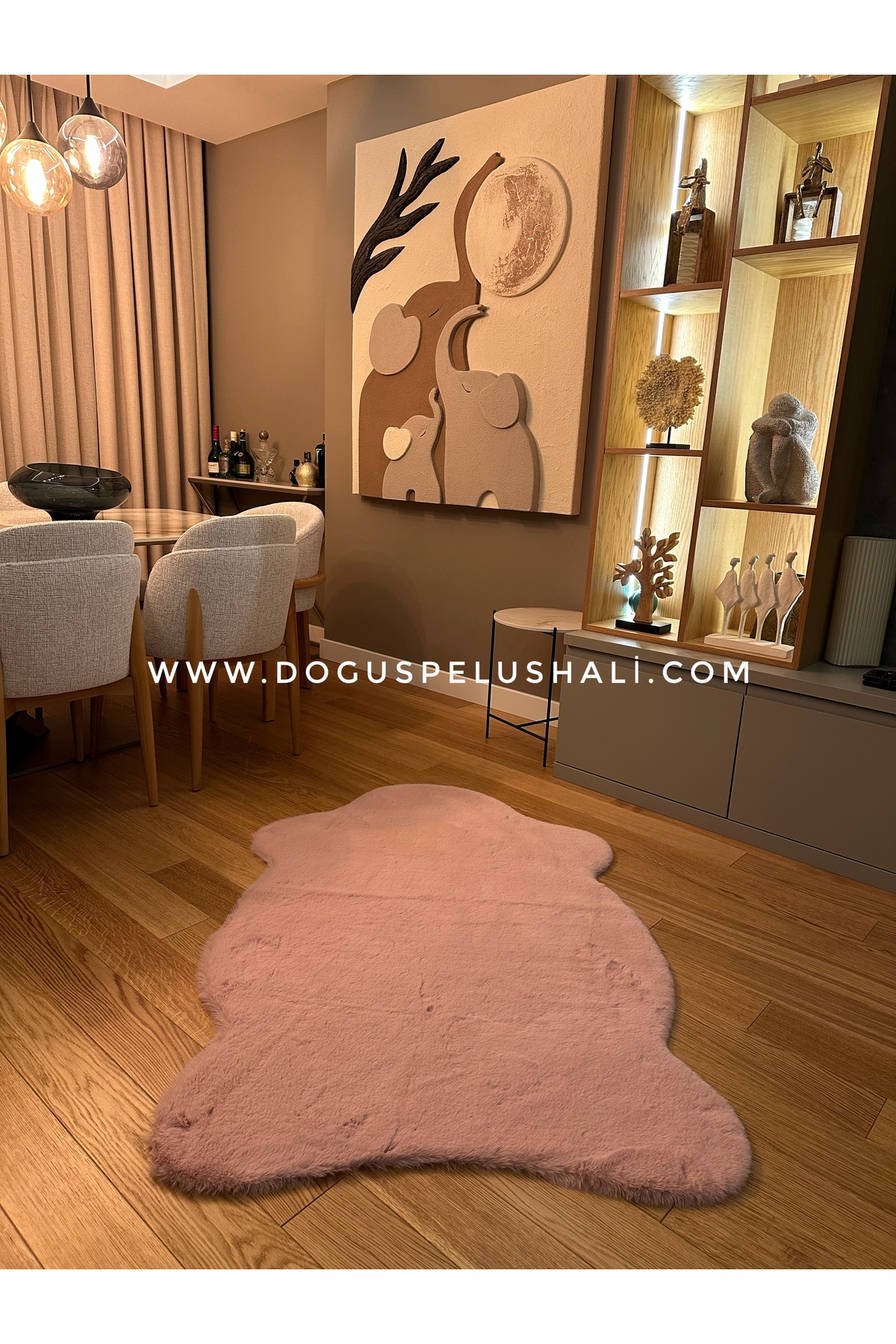 Ultra Soft Pink Soft Textured Plush Rug Single Head Skin