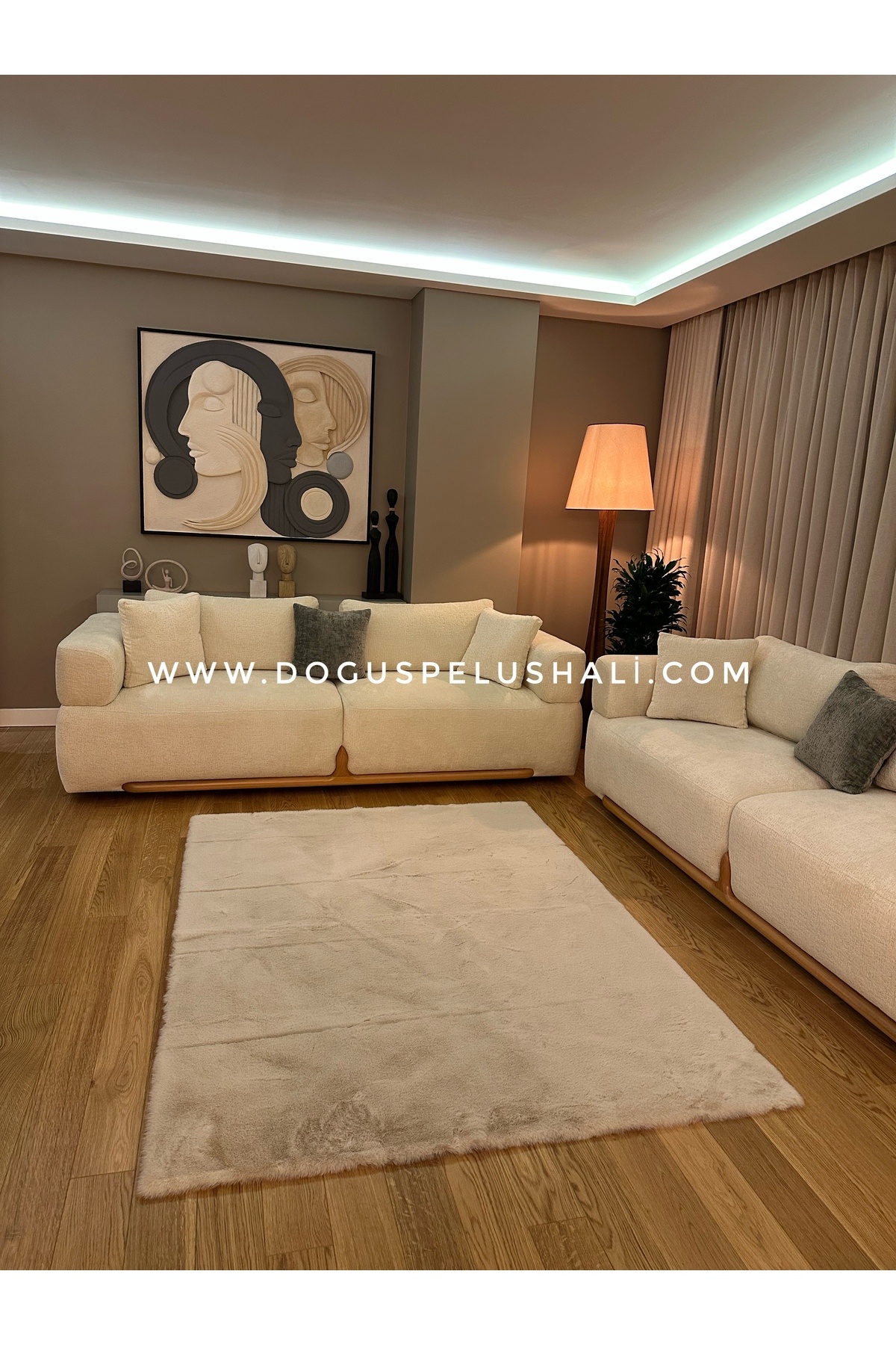 Ultra Soft Cream Soft Textured Plush Rug Rectangle